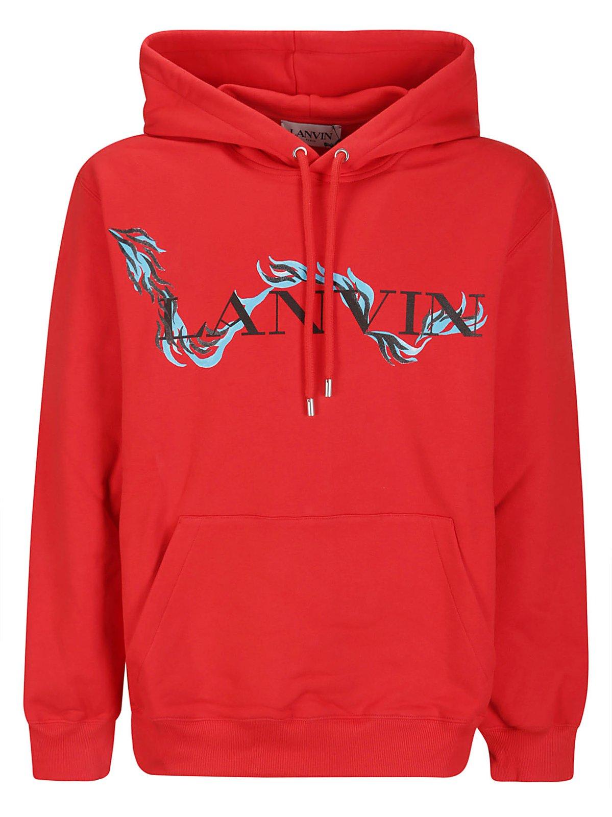 LANVIN LOGO PRINTED DRAWSTRING HOODIE 