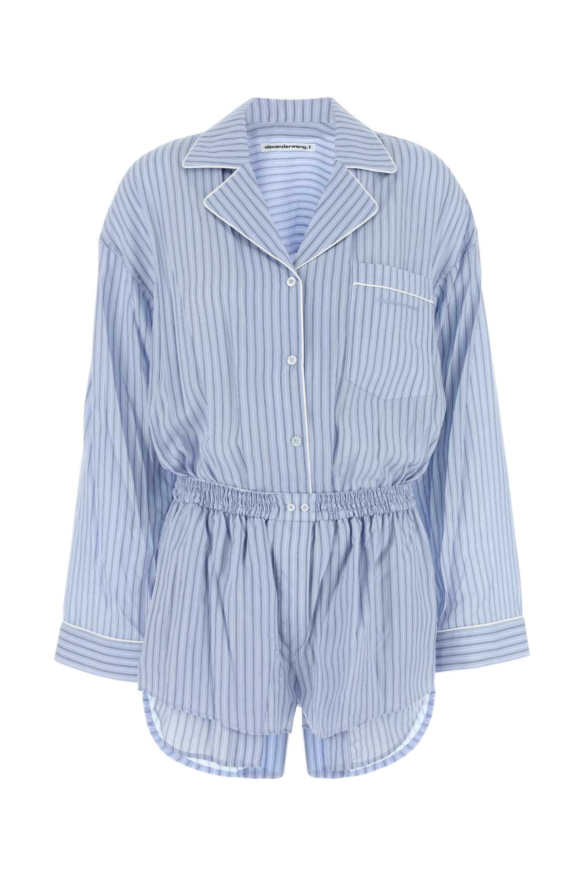 Alexander Wang T T By Alexander Wang Embroidered Lyocell Jumpsuit In Blue