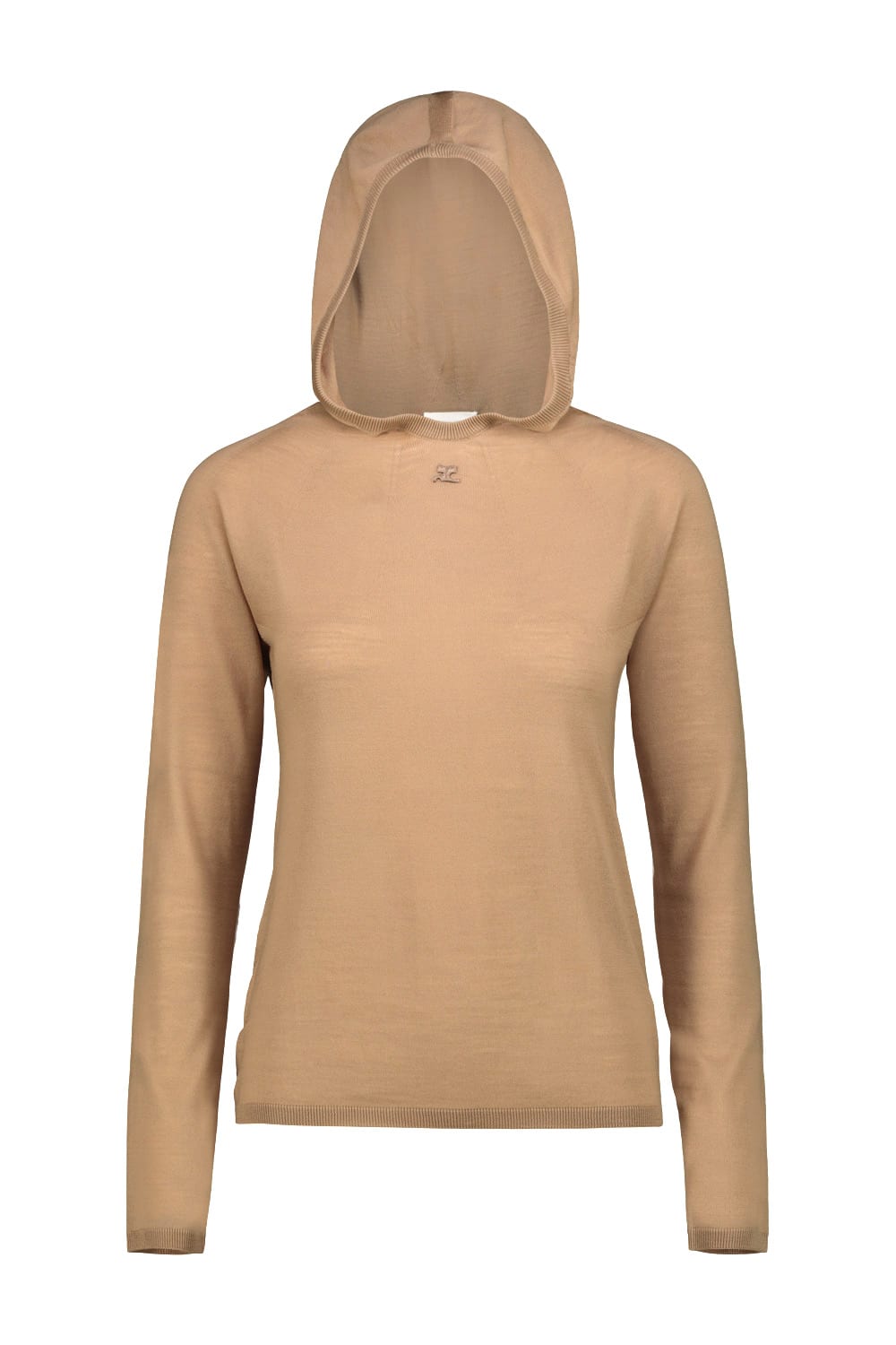 Shop Courrèges Hoodie Knit Second Skin In Dune