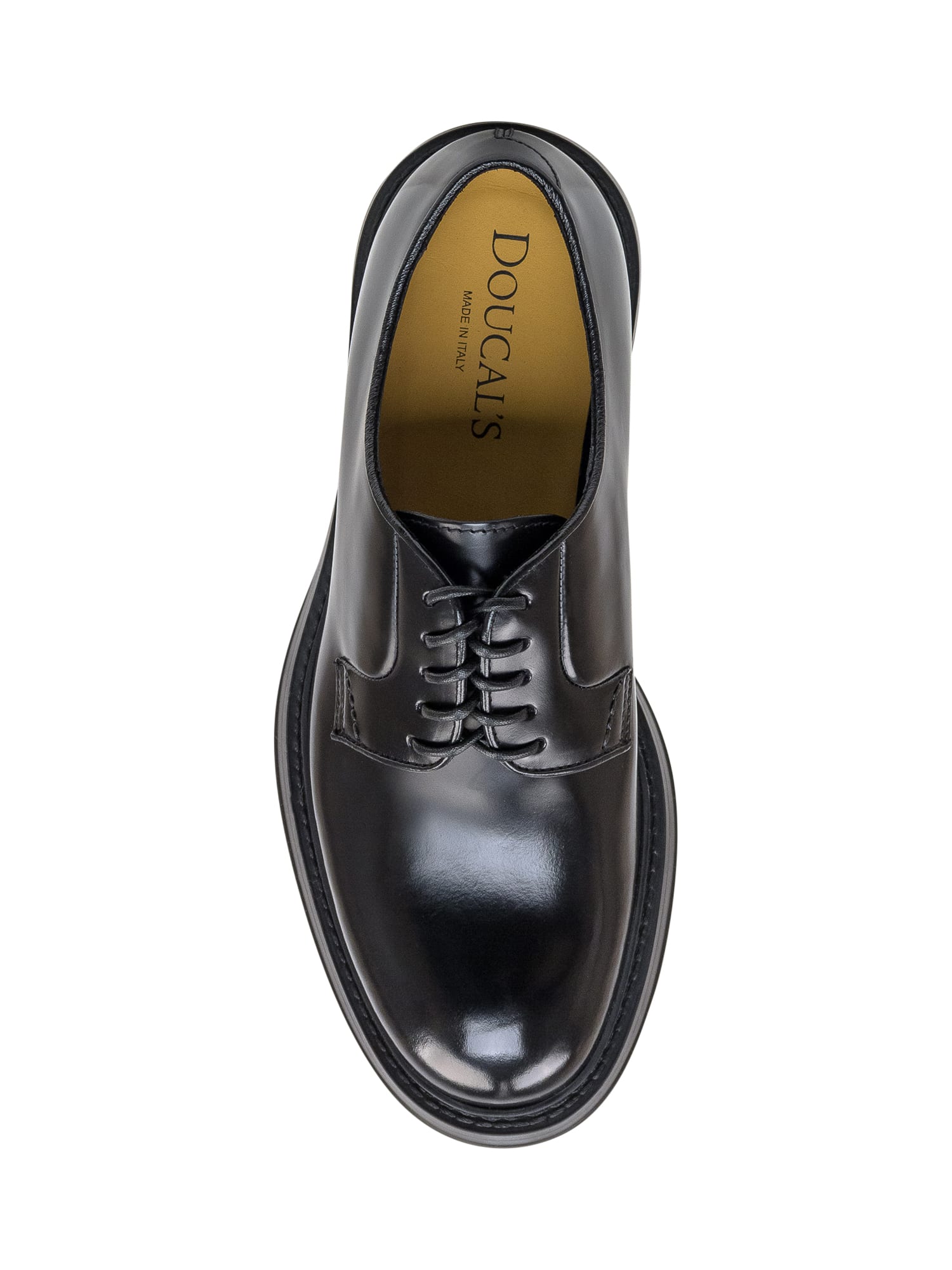 Shop Doucal's Derby Lace Up In Nero