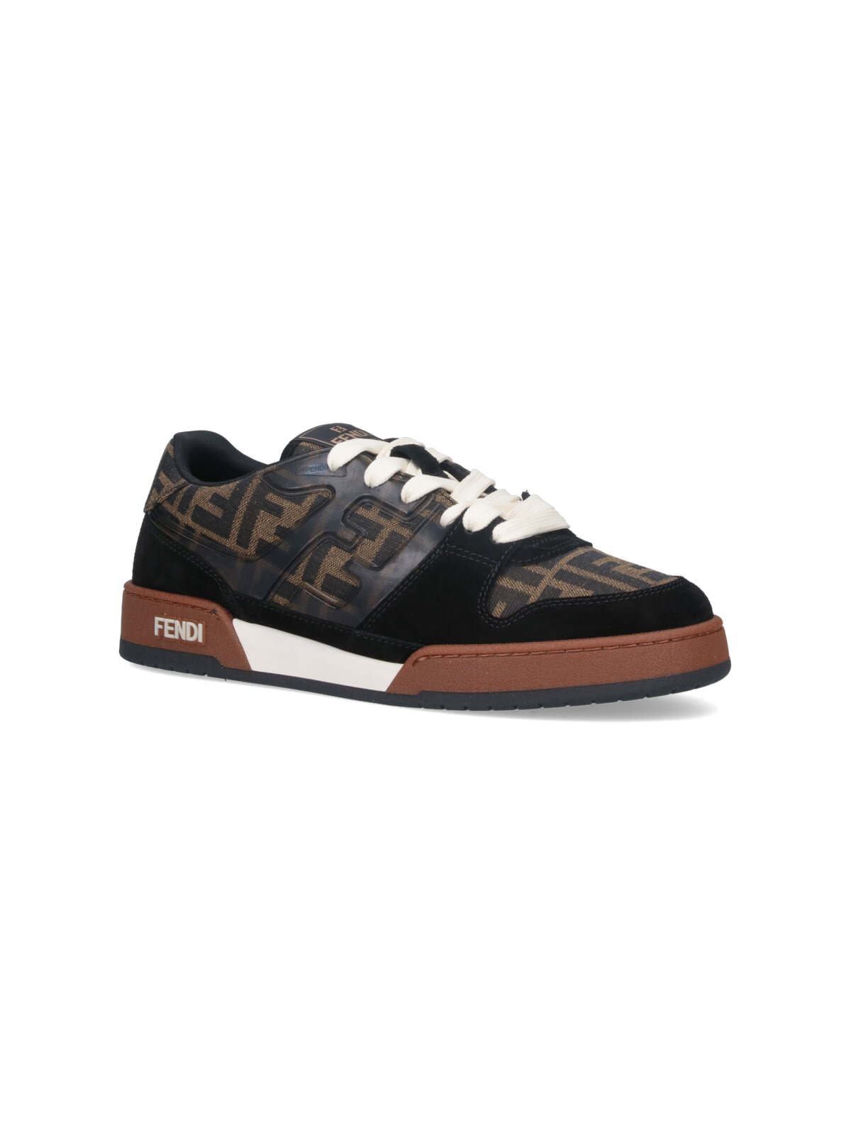 Fendi Match Ff Jacquard Low-top Sneakers In Brown