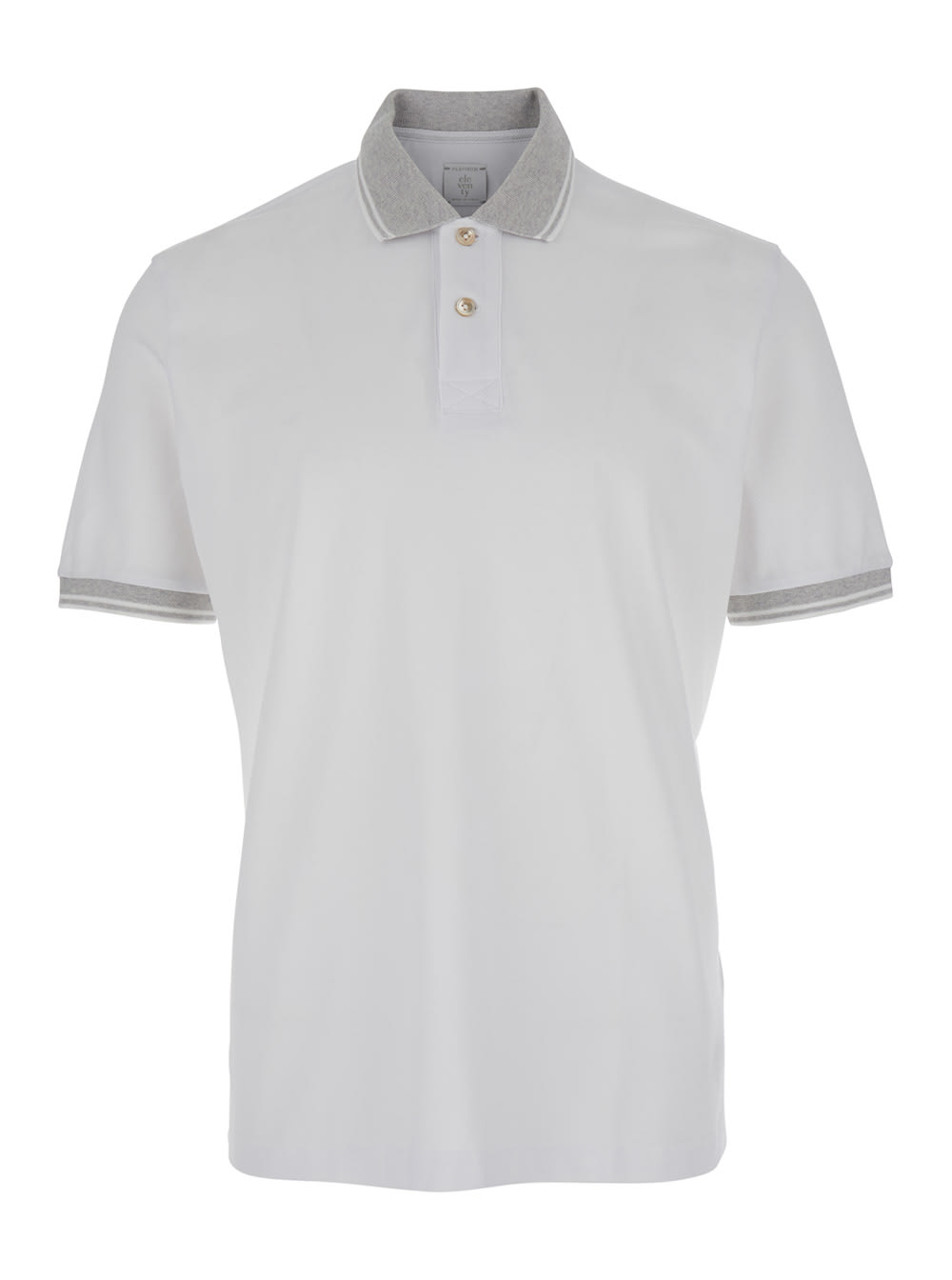 Eleventy White Polo Shirt With Classic Collar In And Front Button Closure In Cotton Man