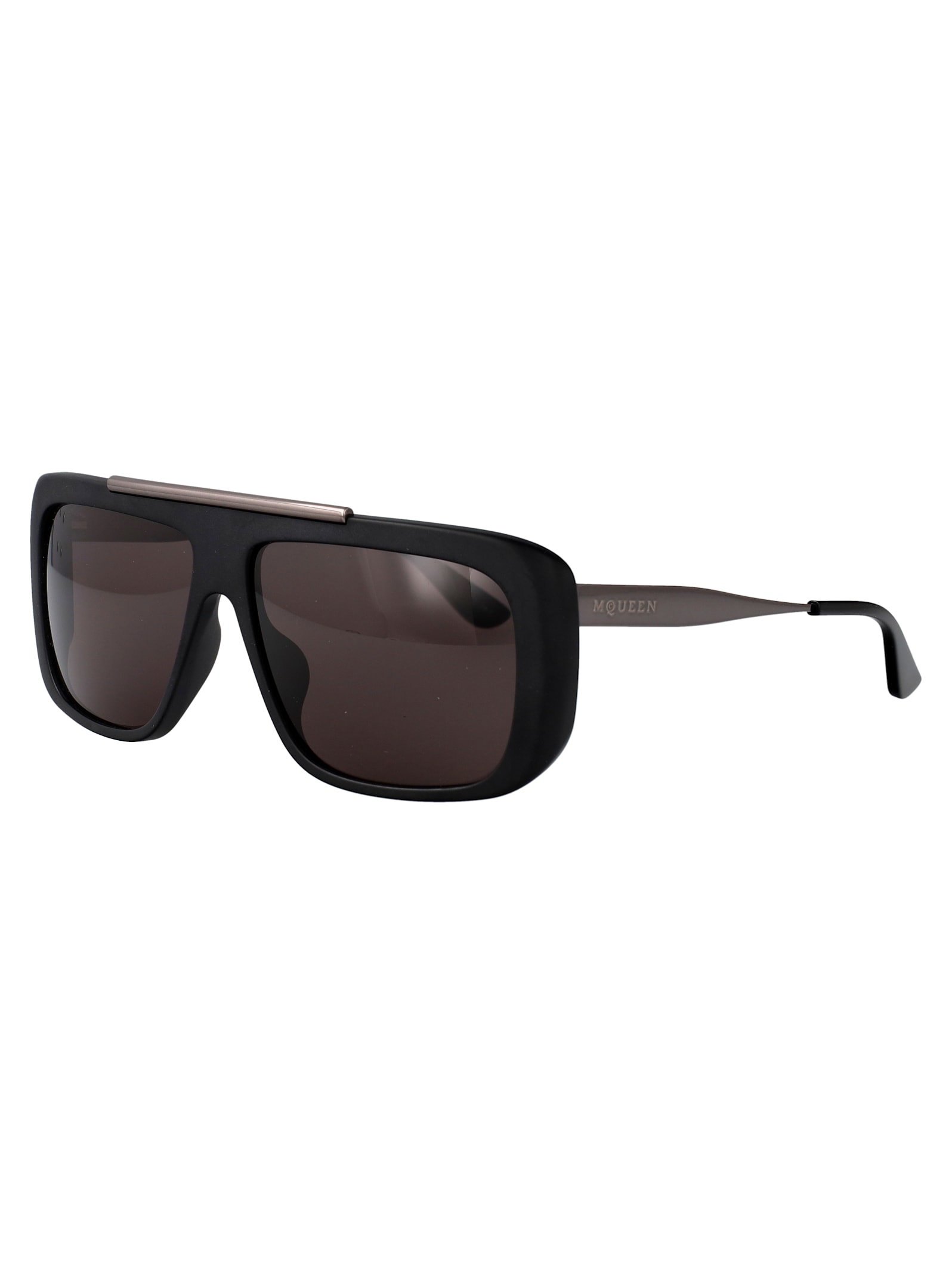 Alexander Mcqueen Black-ruthenium-grey Recycled Acetate Sunglasses In Black