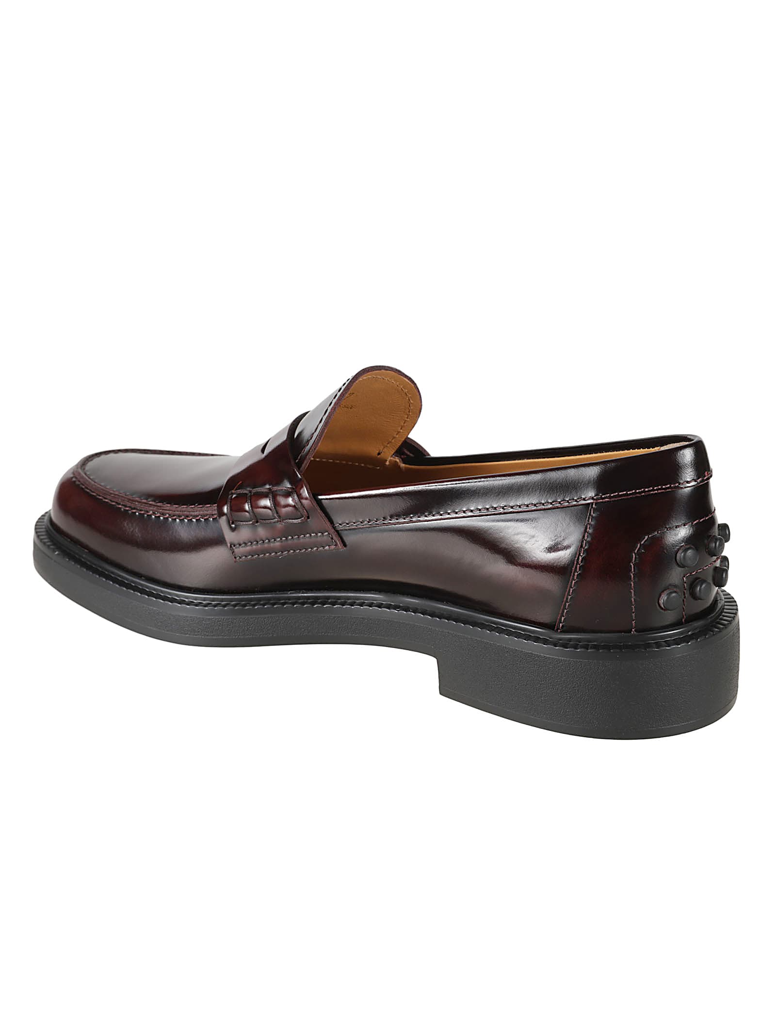 Shop Tod's Side Logo Loafers In Wine Red