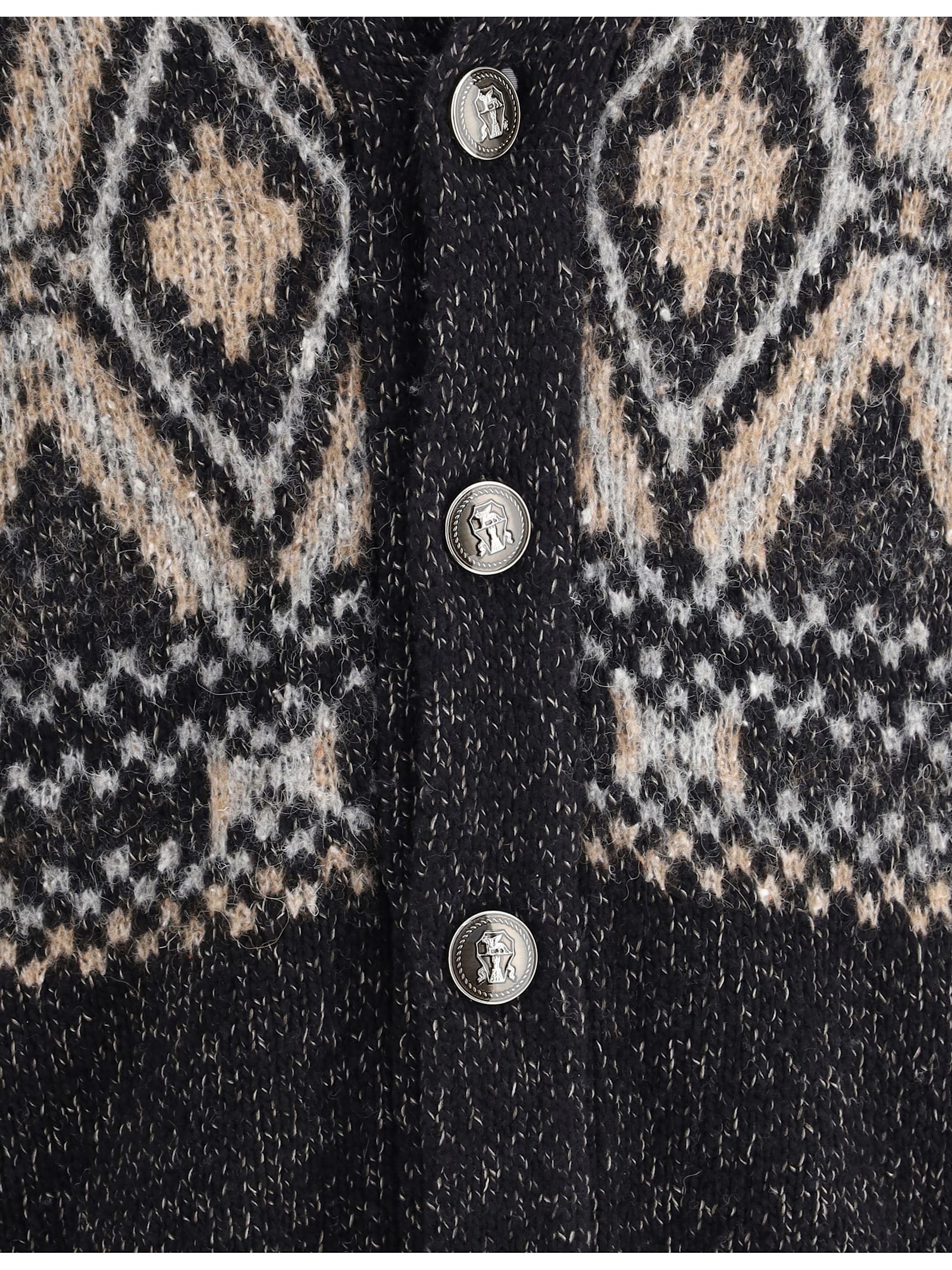 Brunello Cucinelli Geometric Jacquard Cardigan Sweaters And Cardigans Multicolor In Multi