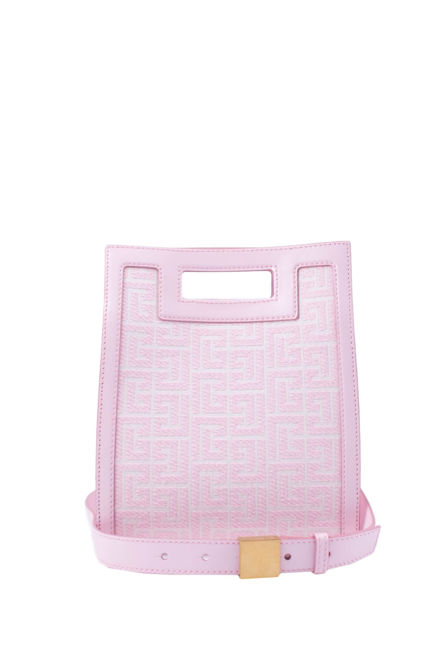 Shop Balmain Monogram Canvas Shoulder Bag In Pink