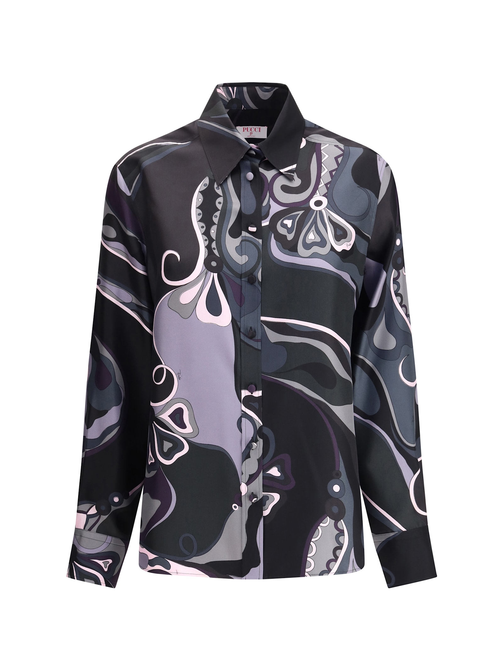 Pucci Silk Shirt With Abstract Print In Multi