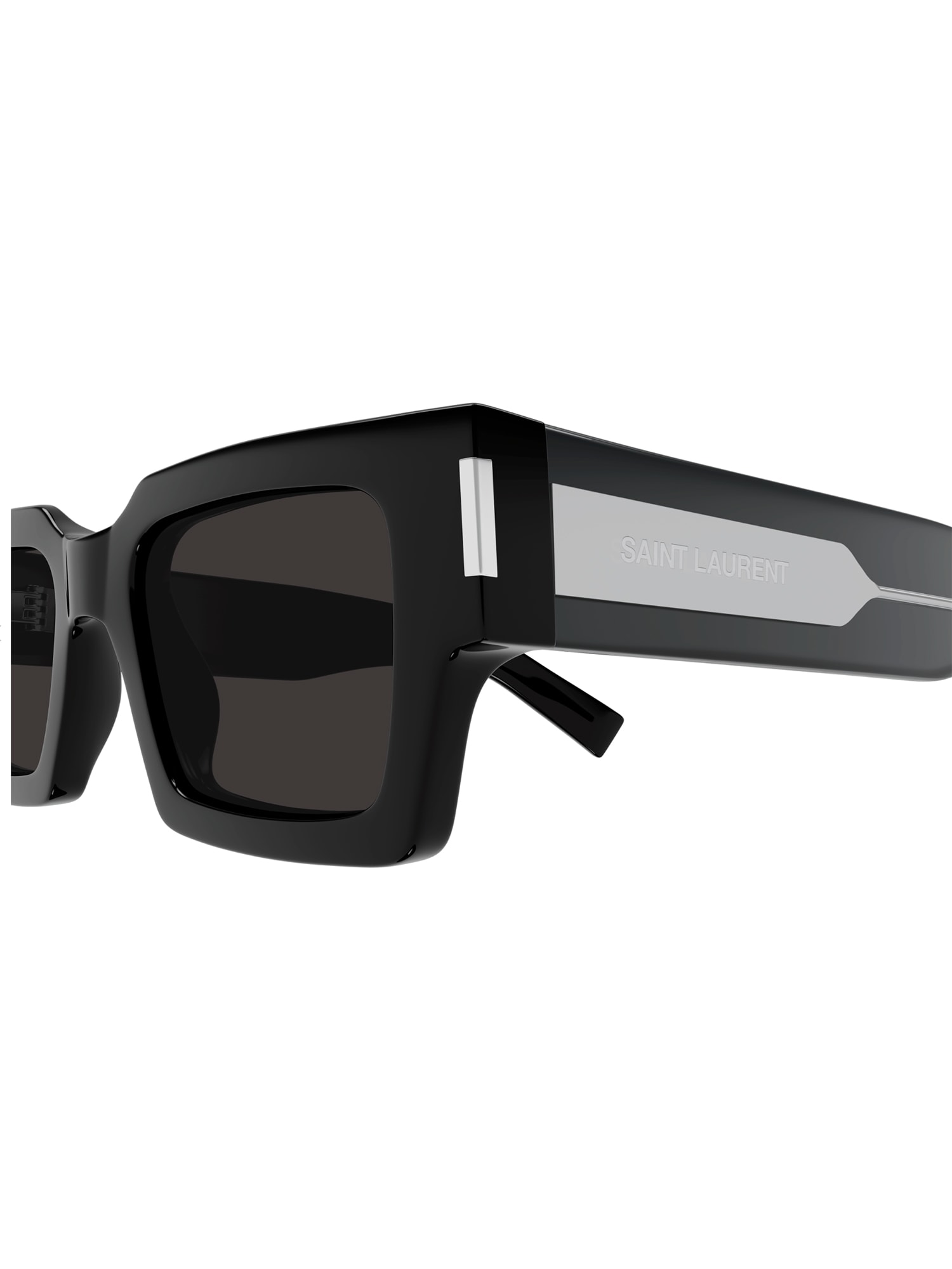 Shop Saint Laurent Sl 572 Sunglasses In Black Crystal Grey