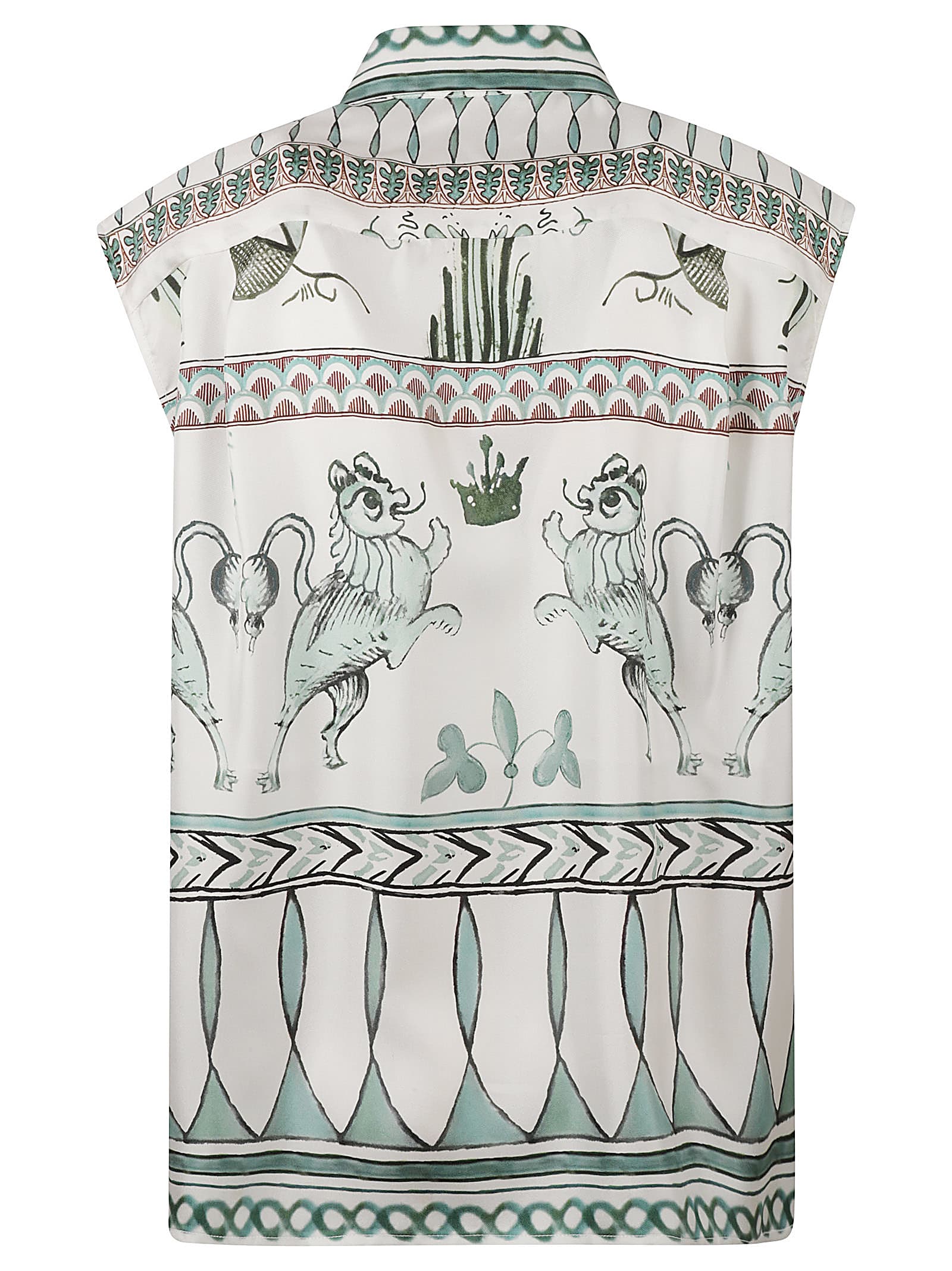 Fabiana Filippi Loose Fit Sleeveless Silk Twill Shirt In Mint