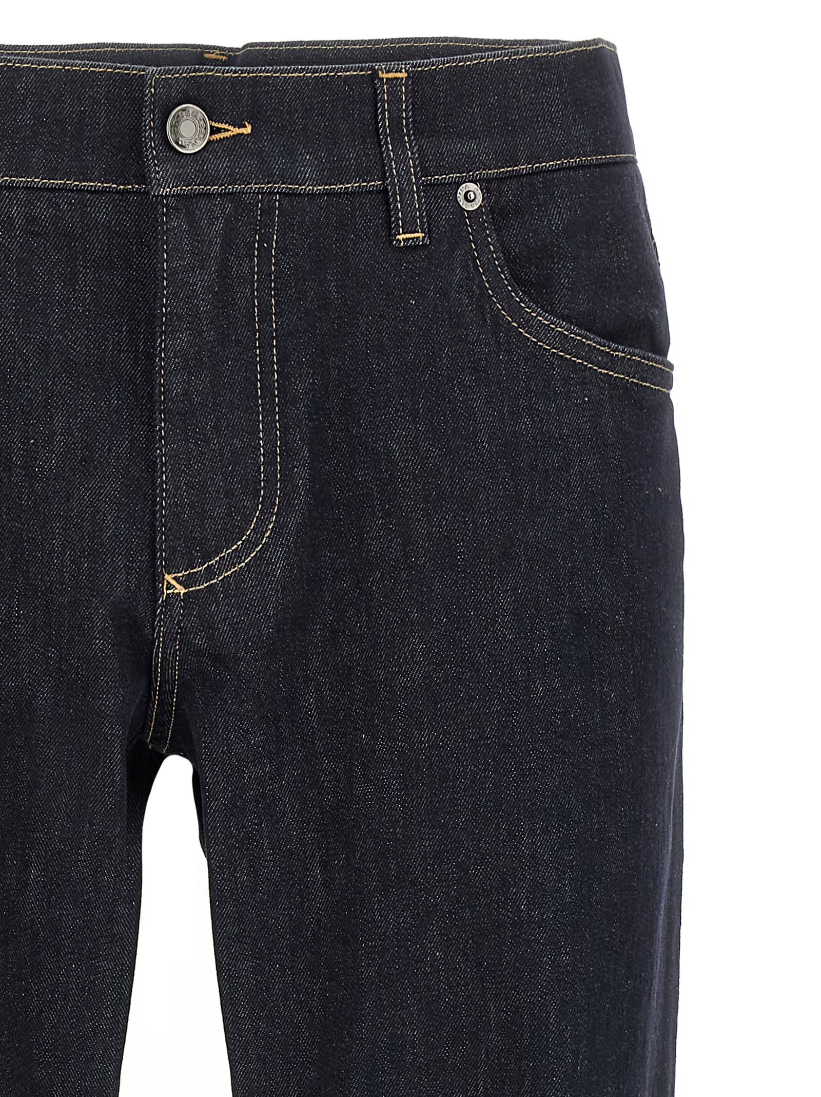 Dolce & Gabbana Trousers With Belt Loops And Contrast Stitching In Multi