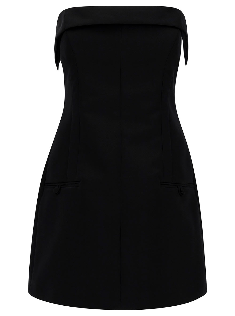 Mini Black Bustier Dress In Duchesse Woman