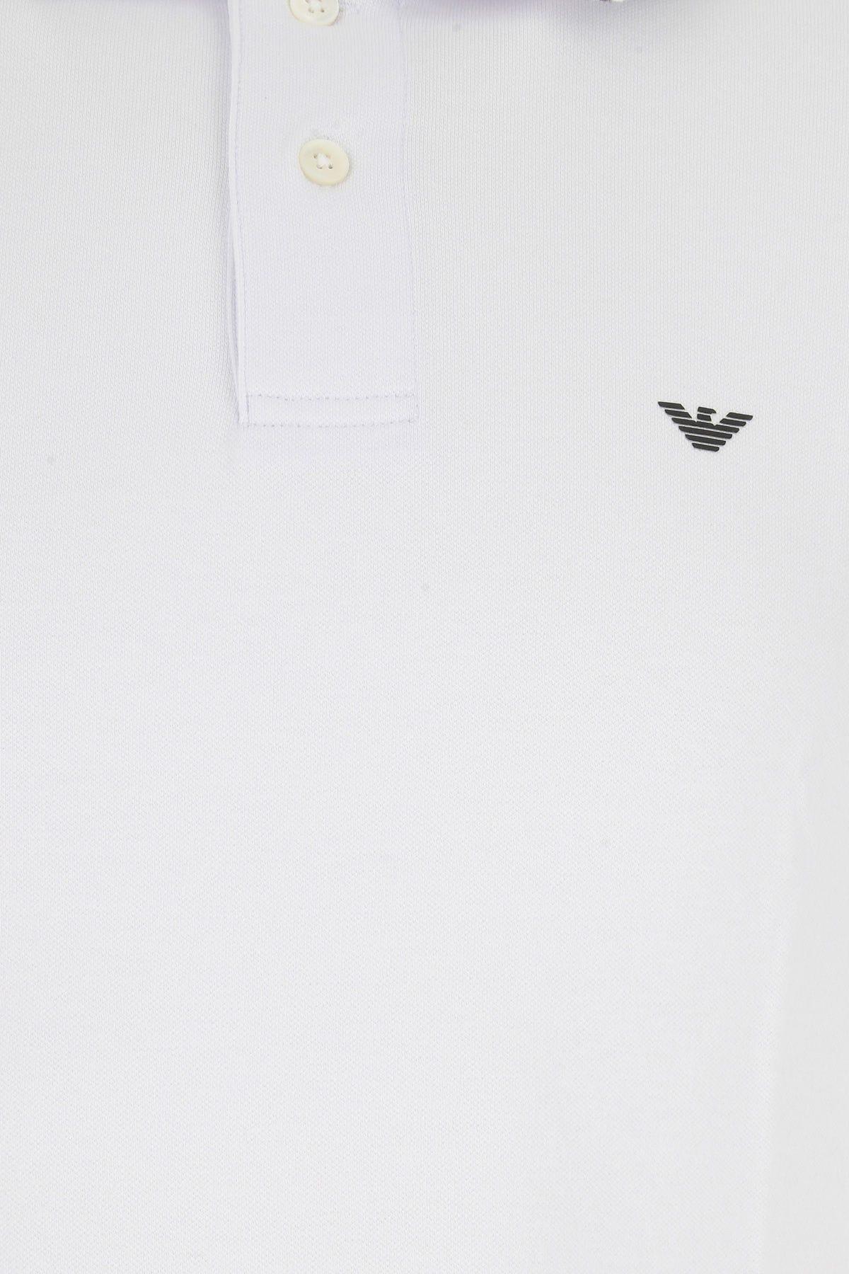 Shop Emporio Armani White Stretch Cotton Polo Shirt In Bianco Ottico