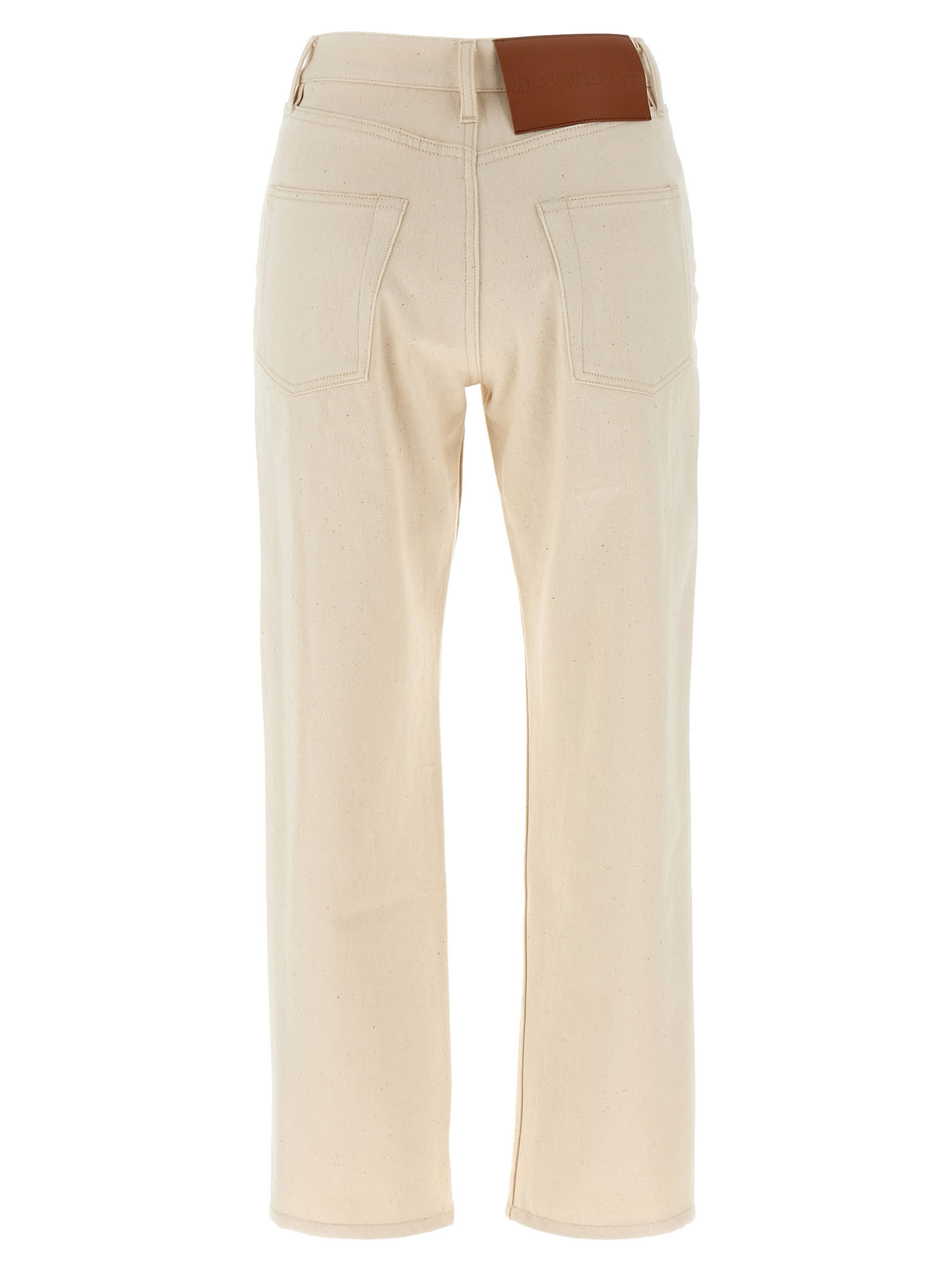 Jil Sander Japanese Denim Jeans With Rivet Accents In Beige