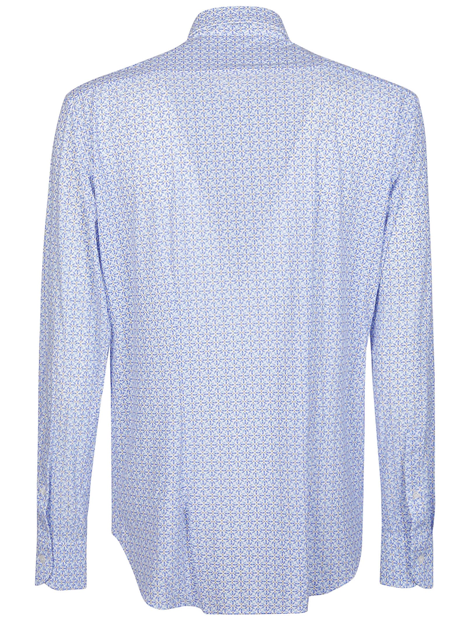 Shop Orian Long Sleeve Slim Shirt In Bianco/azzurro Fantasia