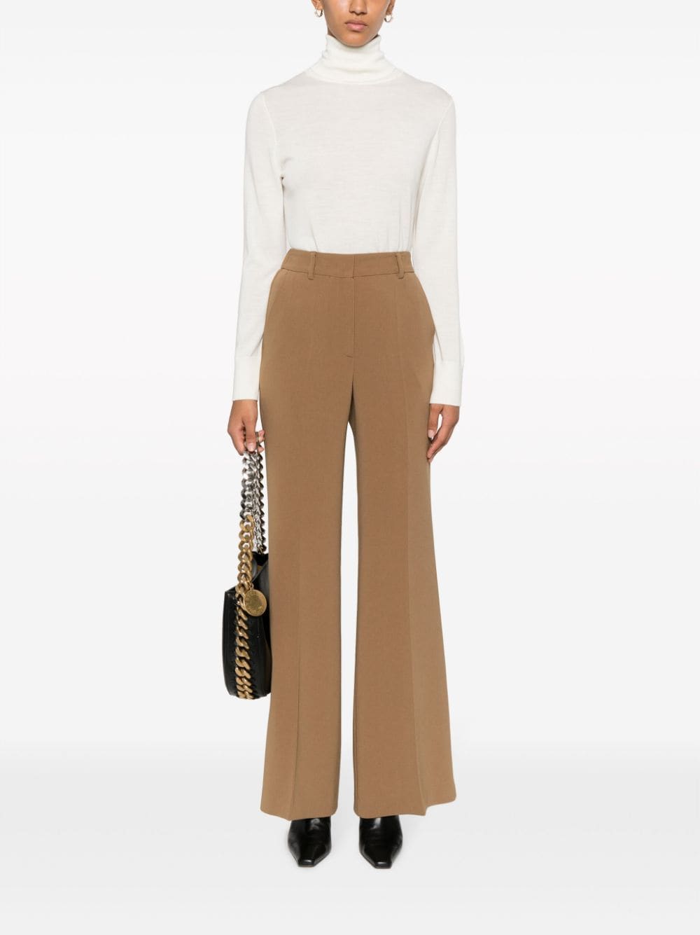 Alberto Biani Wide Leg Cady Trousers In Brown