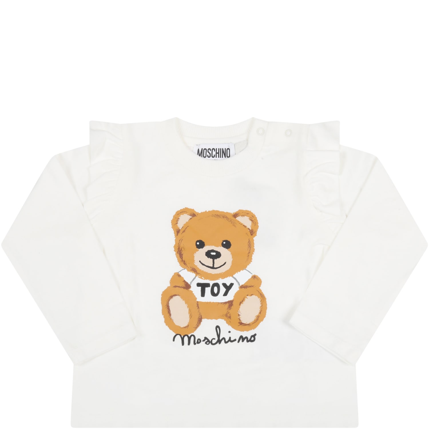 Moschino Ivory T-shirt For Baby Girl With Teddy Bear