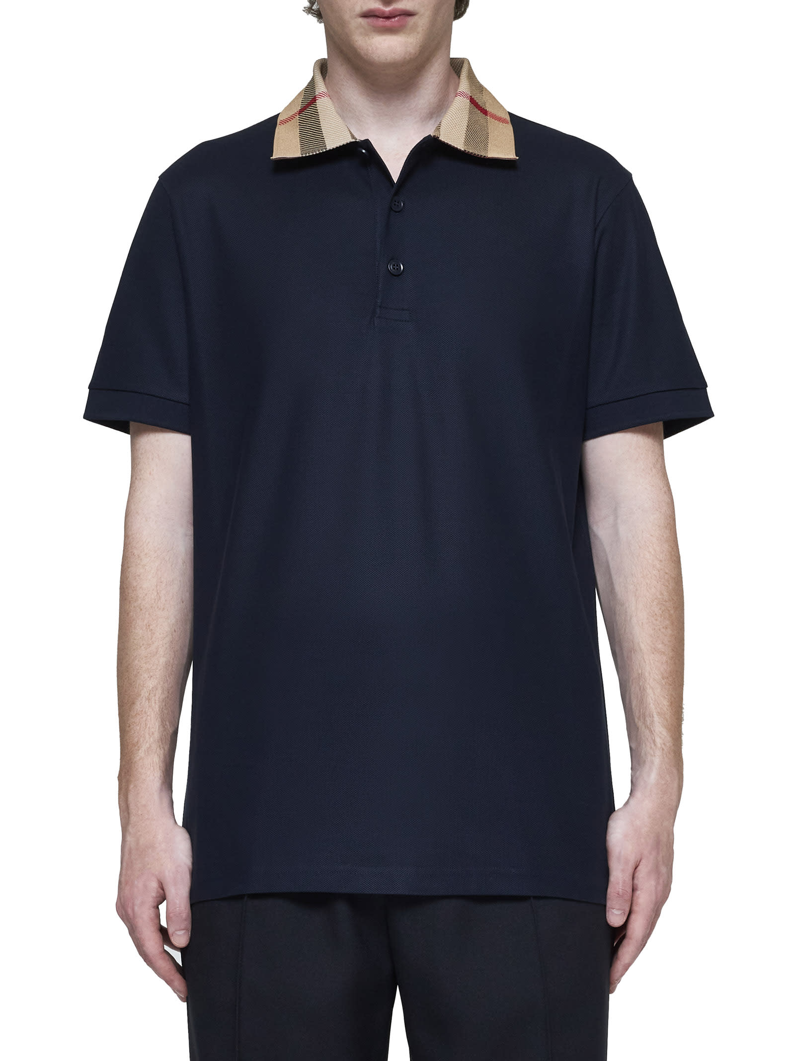 Shop Burberry Polo Shirt In Smoked Navy