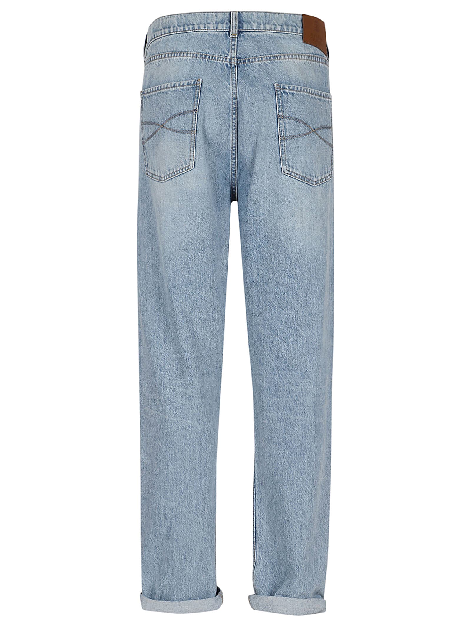 Shop Brunello Cucinelli Denim Pants In Denim Chiaro Old