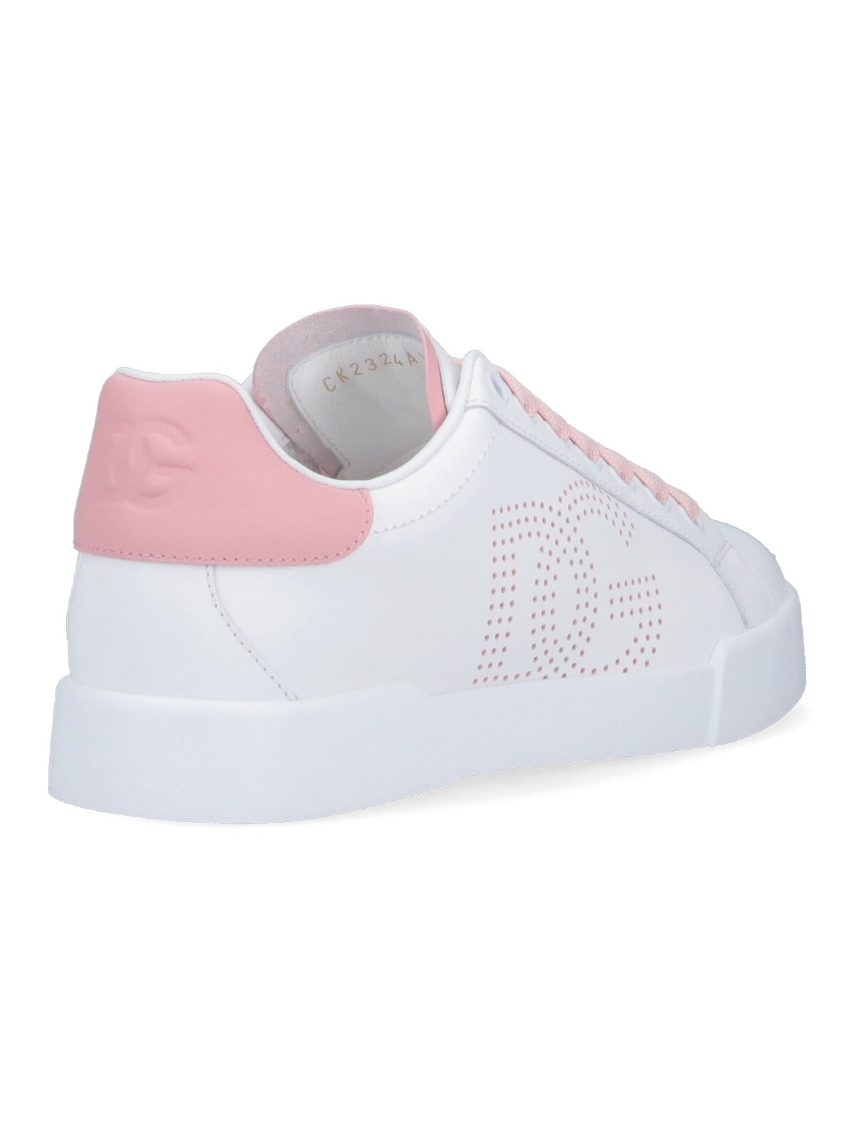 Dolce & Gabbana Portofino Low-top Leather Sneakers With Lateral Monogram In Pink