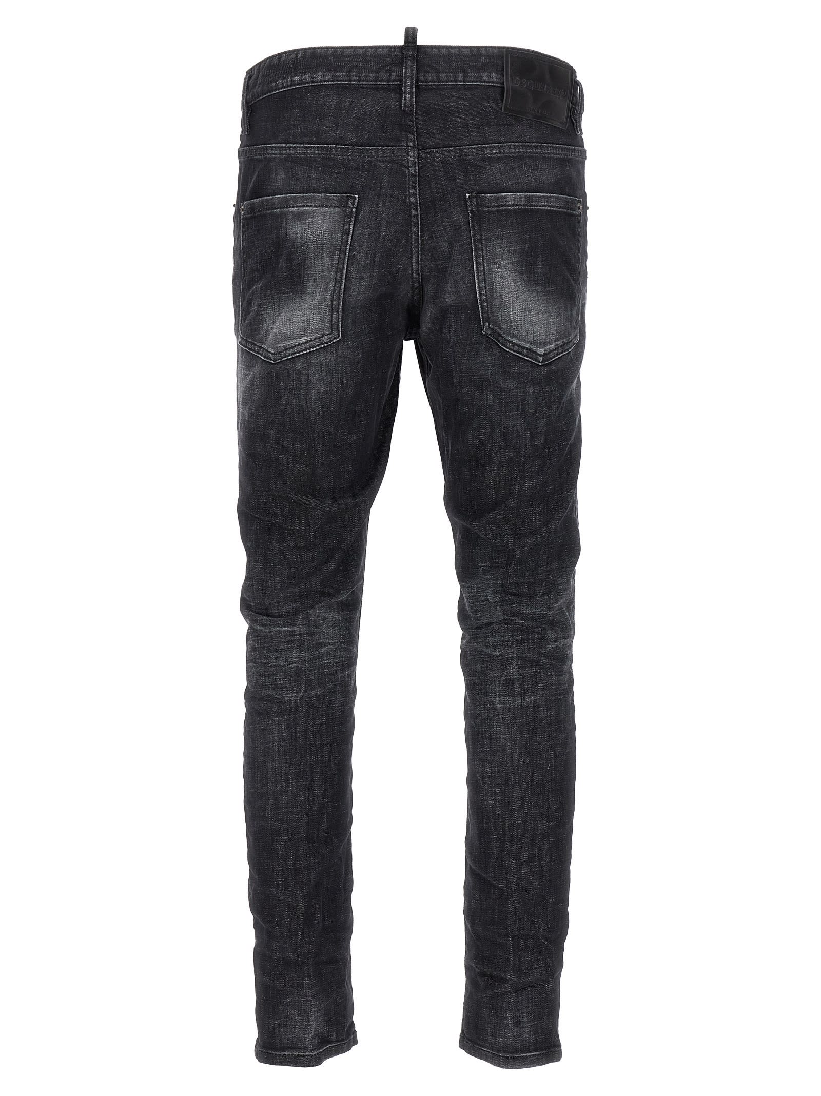 Dsquared2 Slim Fit Distressed Five-pocket Jeans In Black