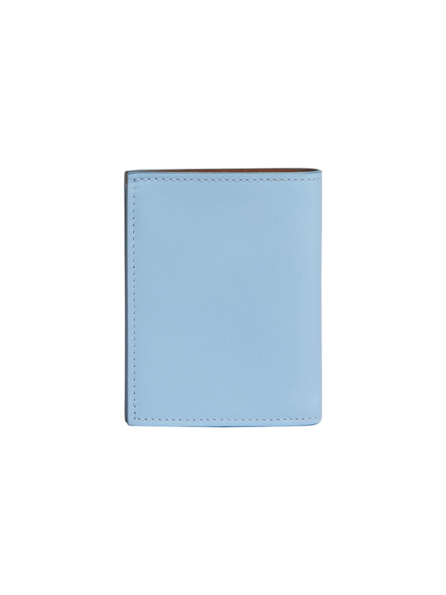 Shop Marni Bi-fold Leather Wallet In Baby Blue