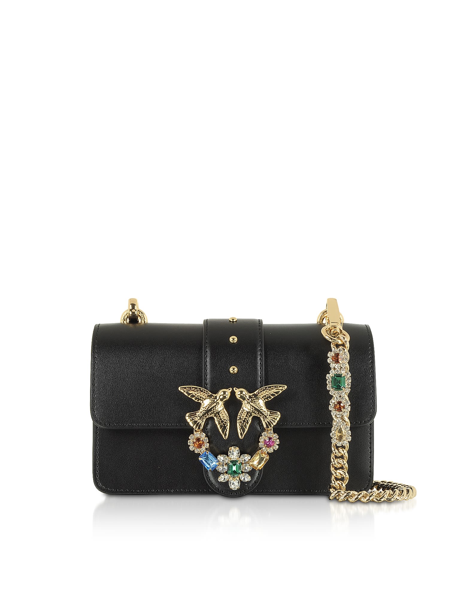 Pinko Love Mini Jewels Leather Shoulder Bag In Black | ModeSens