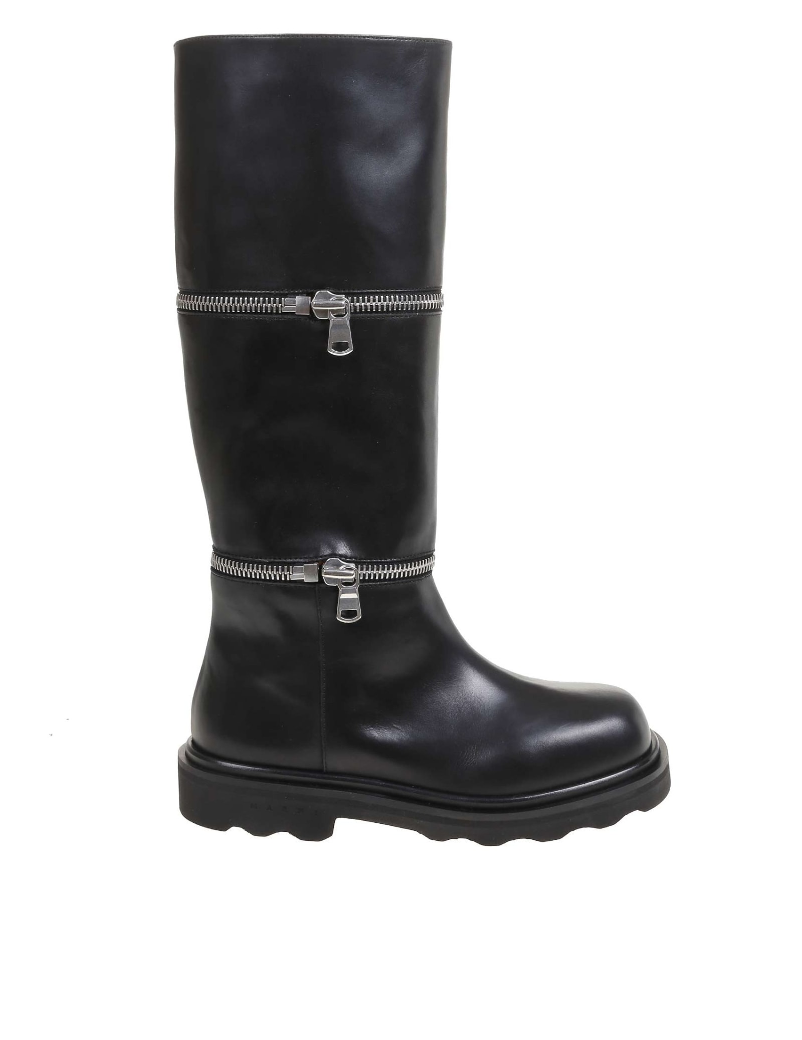Marni Boots In Calf Leather With Zippers