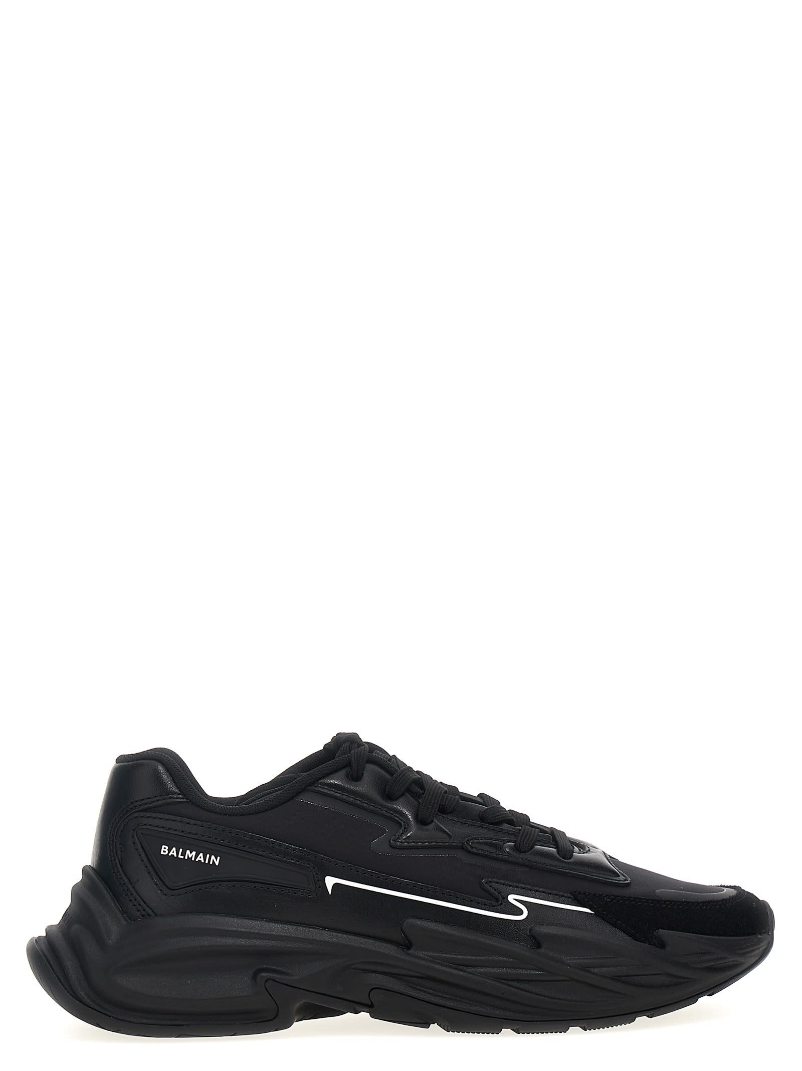 Shop Balmain Run-row Sneakers In Black