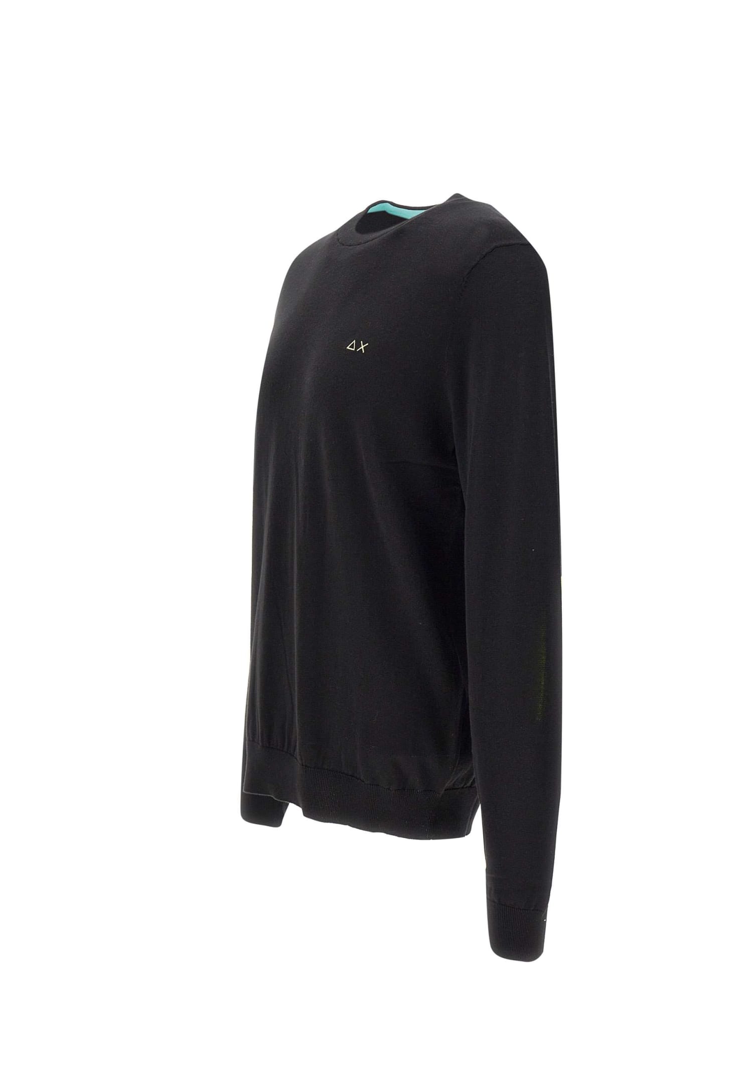 Shop Sun 68 Round Elbow Cotton Sweater Cotton In Black