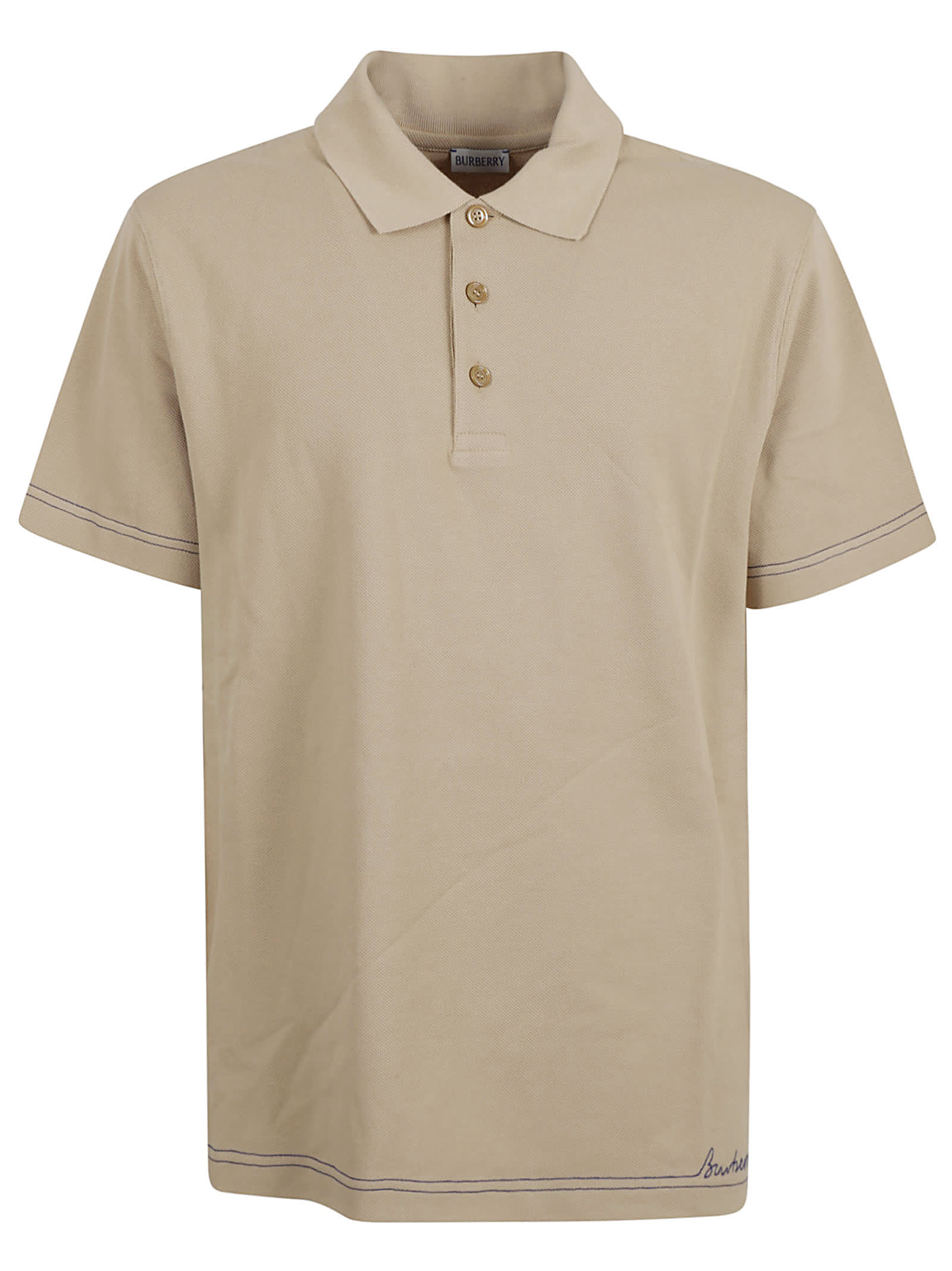 Shop Burberry Three-button Polo Shirt In Beige