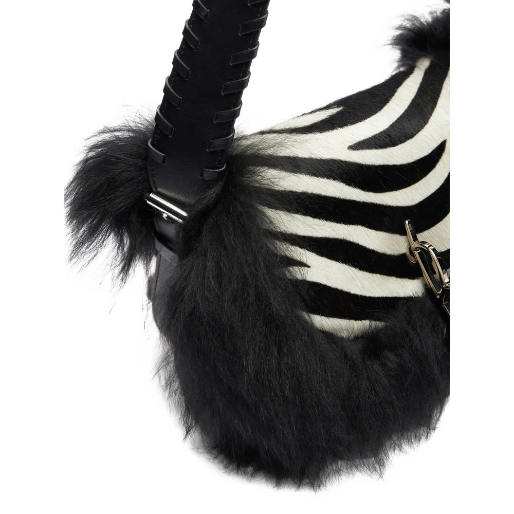 Blumarine Zebra Print Shoulder Bag In Black