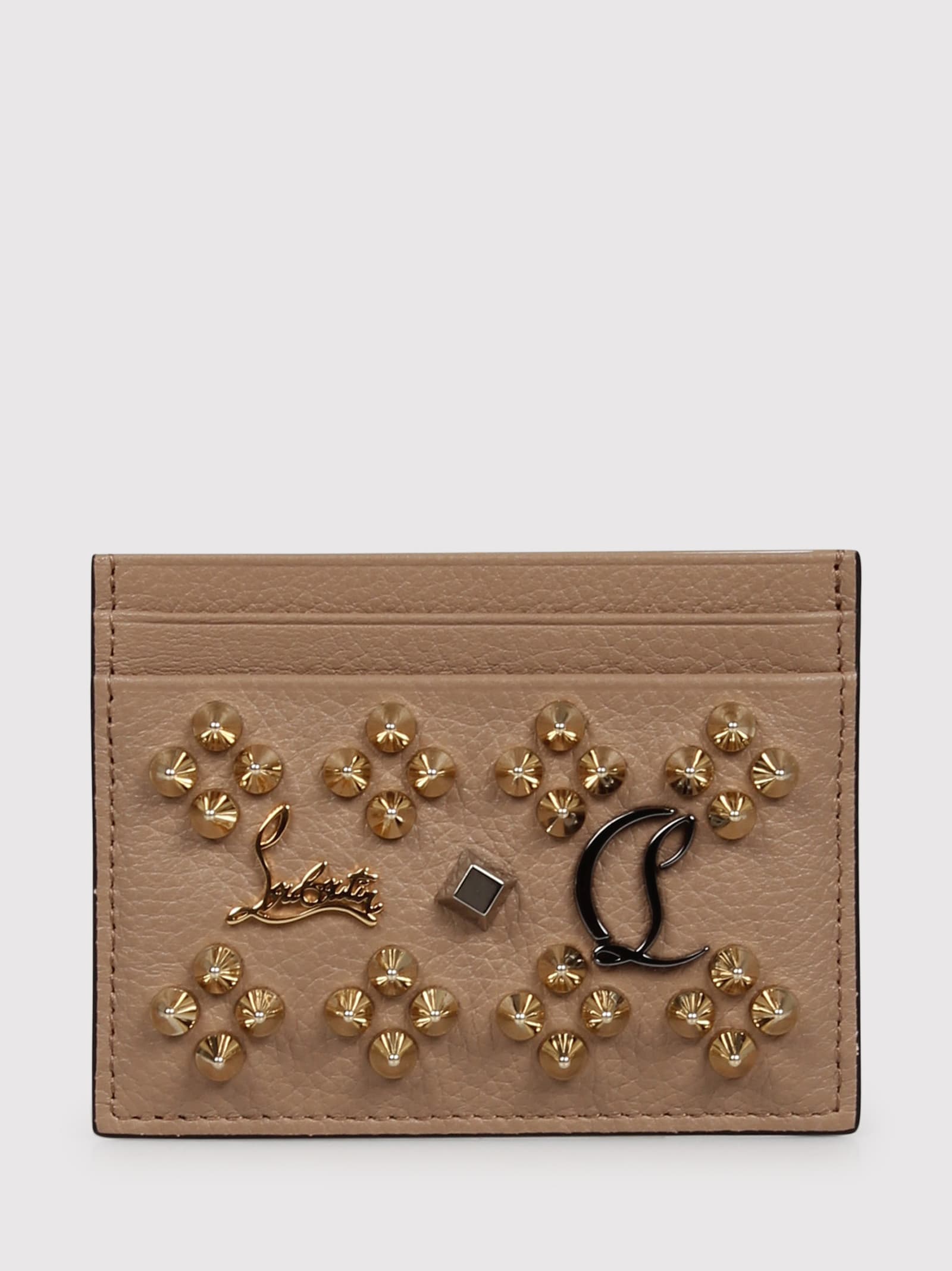 Shop Christian Louboutin W Kios Card Cases In Nude & Neutrals