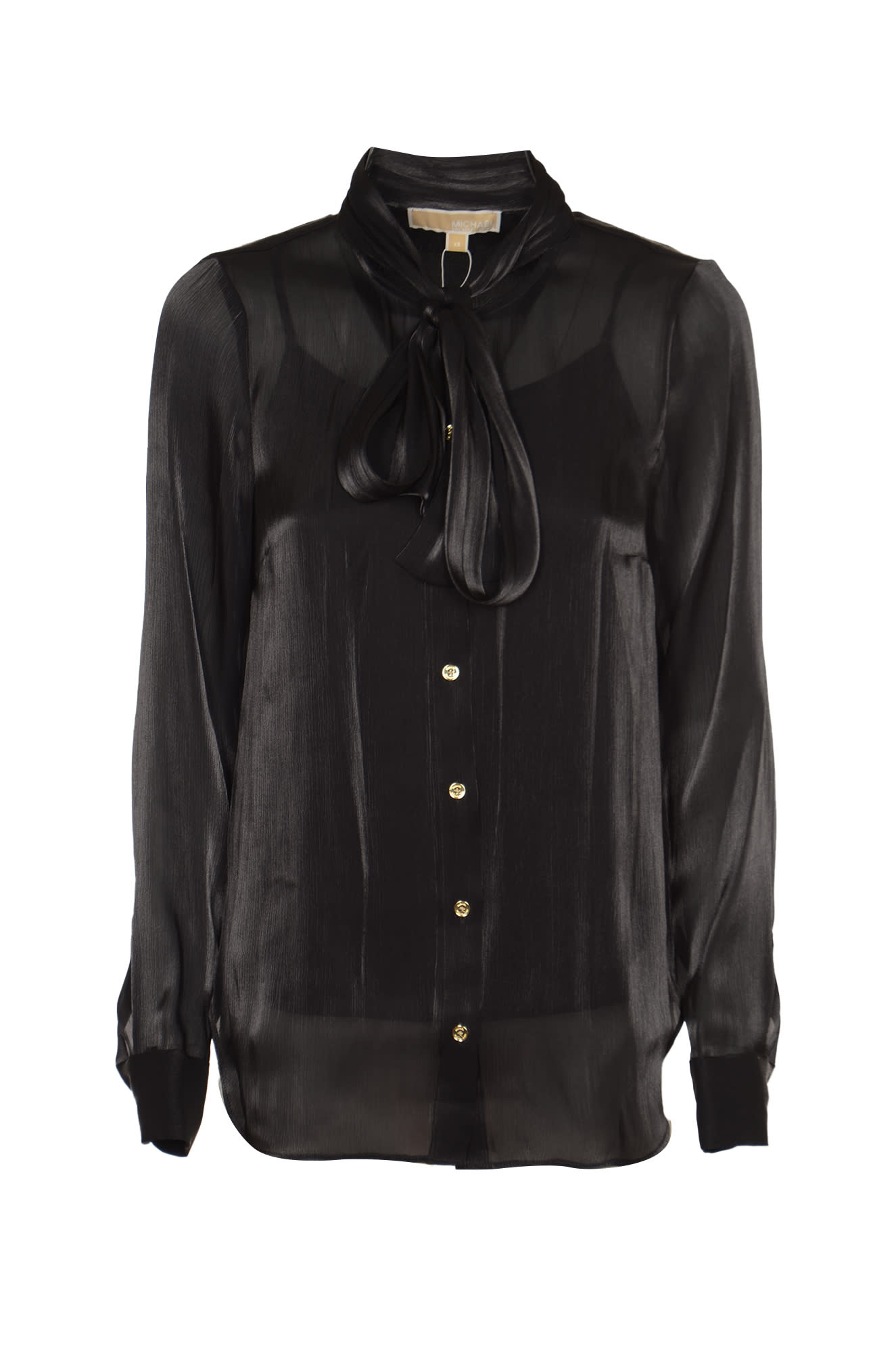 Shop Michael Kors Buttoned Long-sleeved Blouse In Black