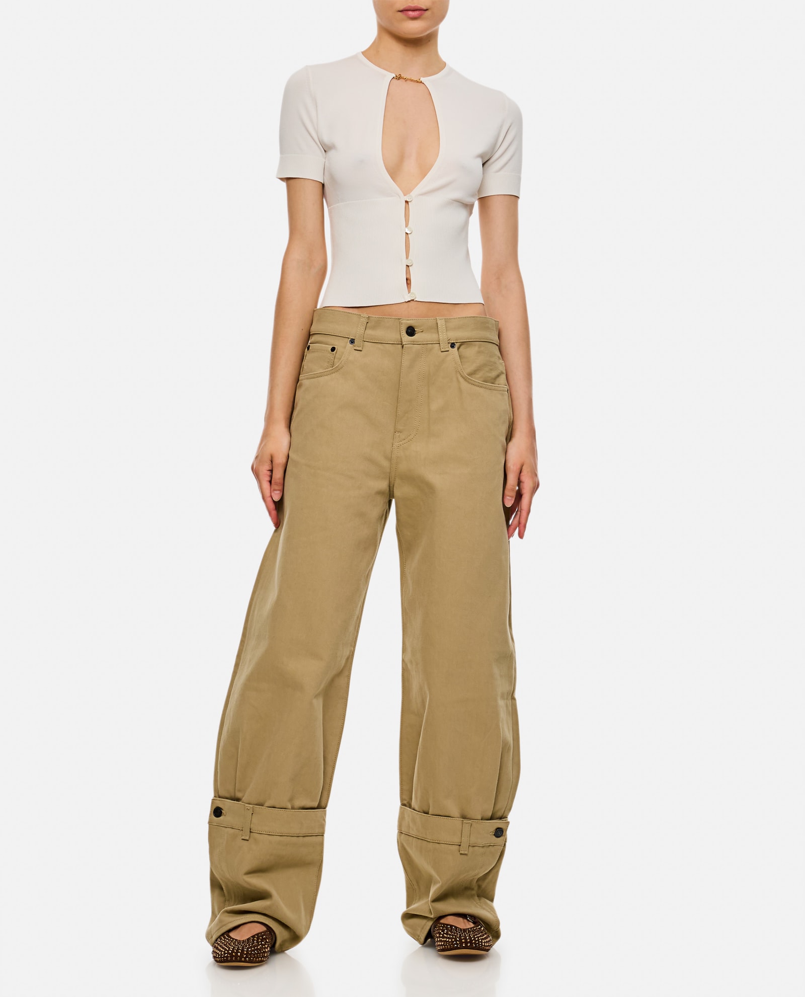 Shop Haikure Hurley Bull-ley Beige Cotton Pants