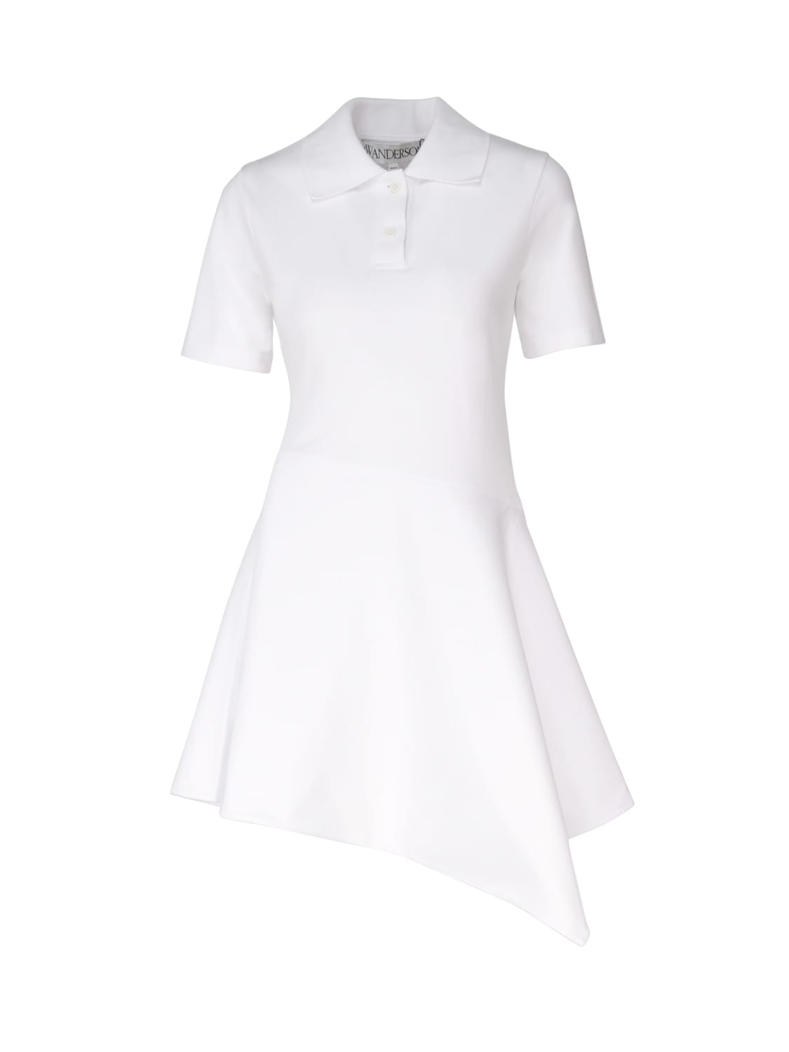 Shop Jw Anderson Asymmetric Dress With Polo-style Collar In White