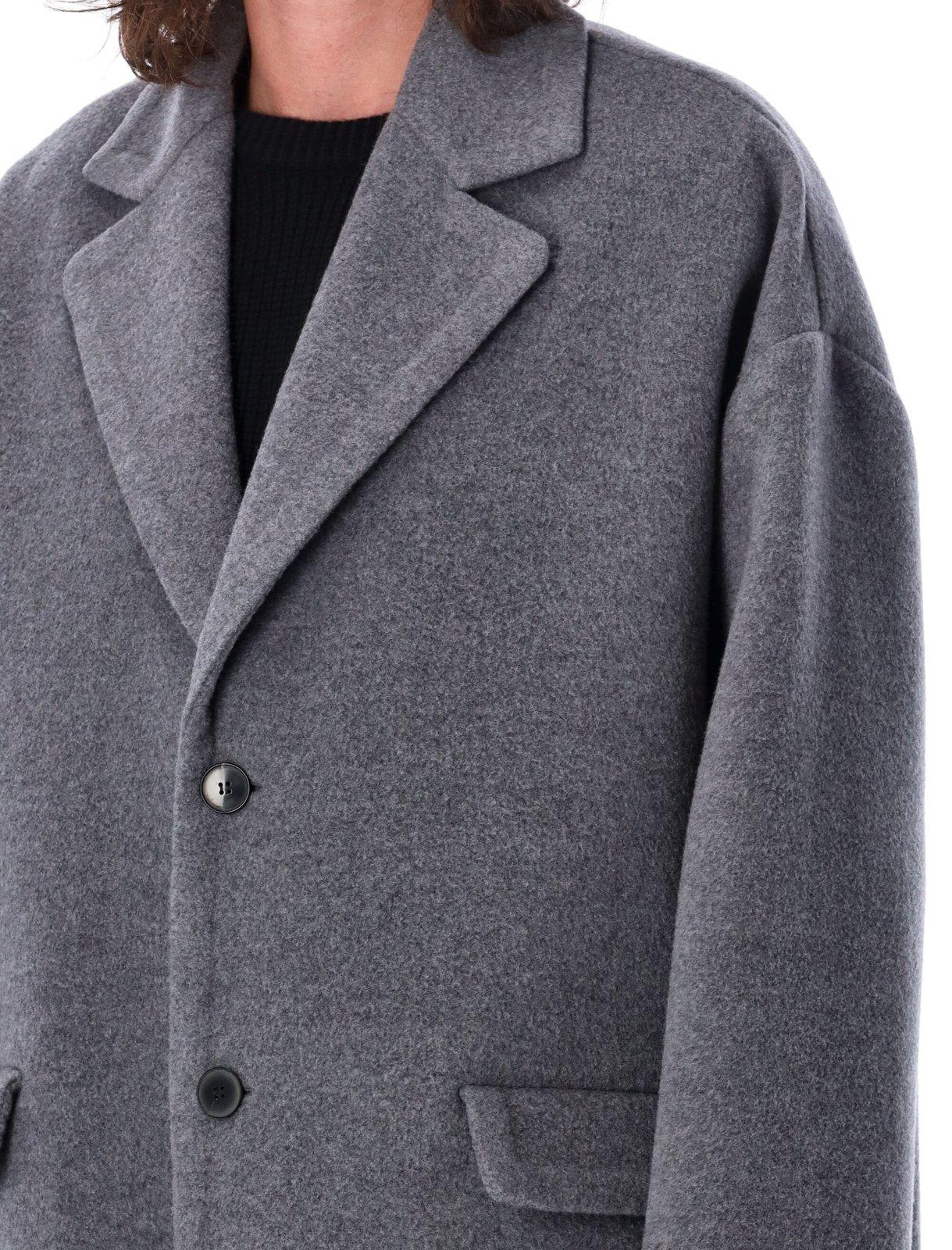 Shop Valentino Single-breasted Straight Hem Coat In Grigio