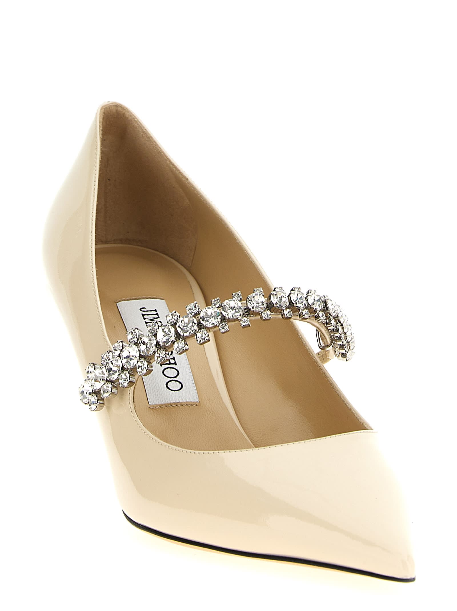 Jimmy Choo Bing 85 Crystal-embellished Pumps In Patent Leather In Sand