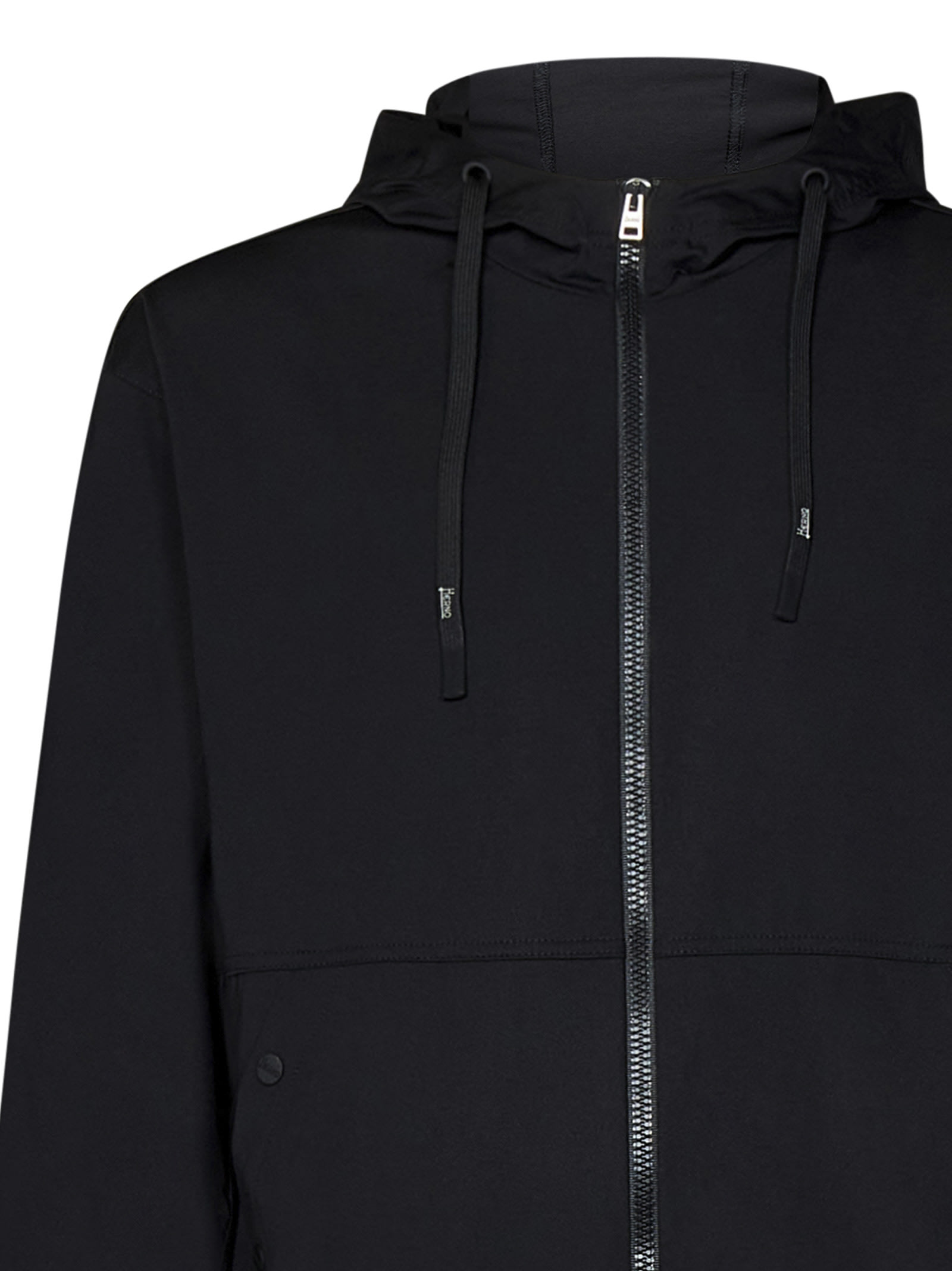 Herno Logo-patch Hooded Jacket In Black