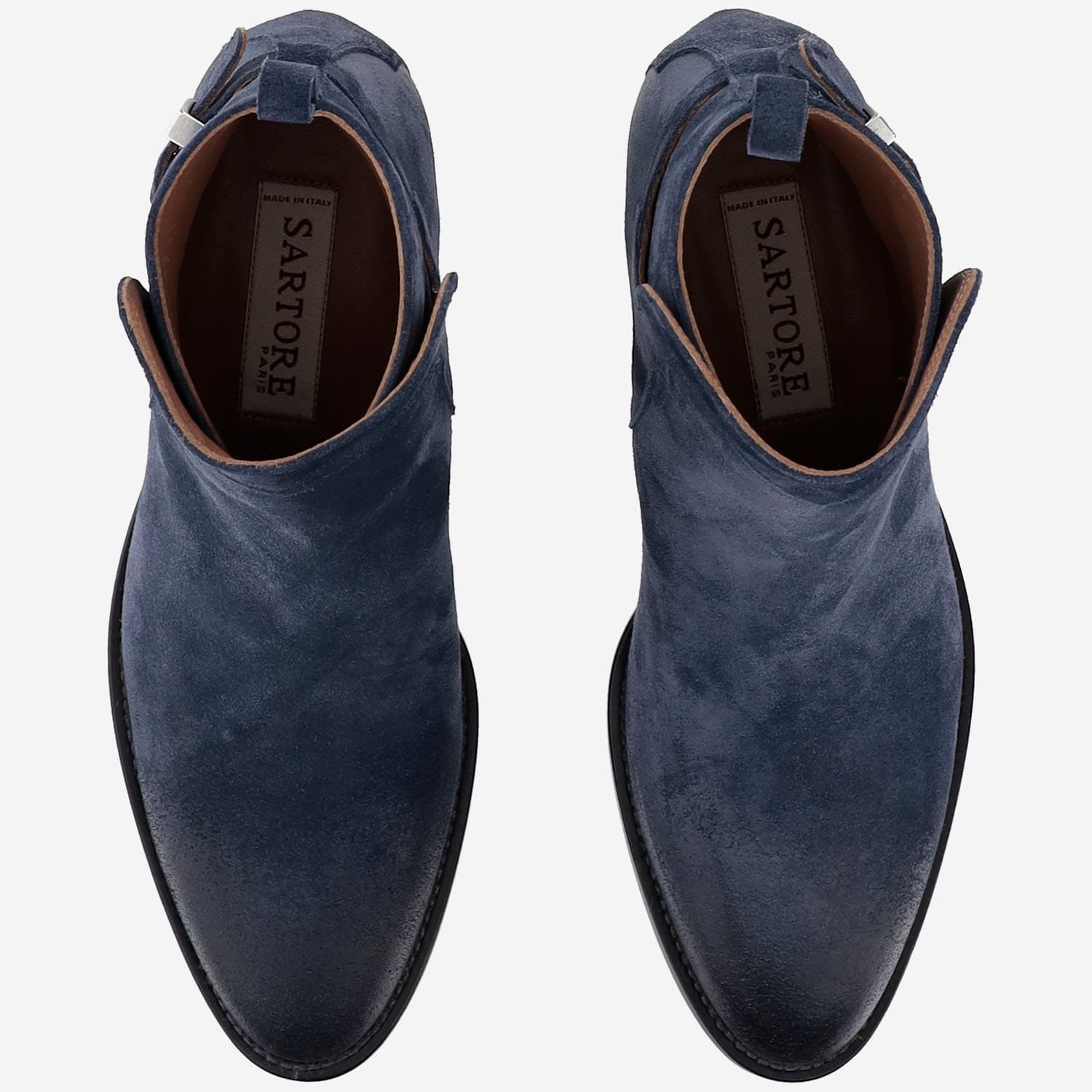 Sartore Buckle-detail Ankle Boots In Blue