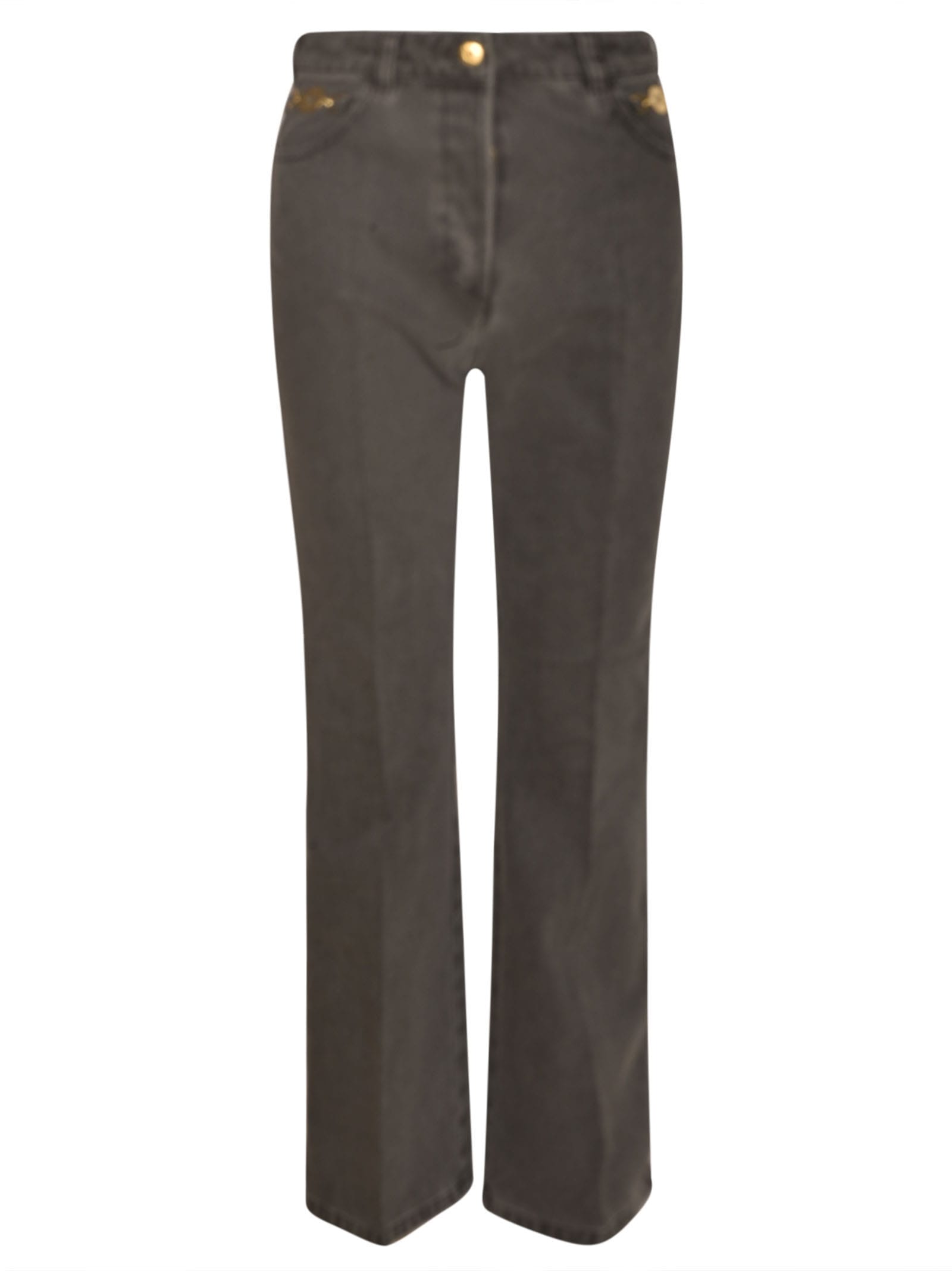 Shop Patou Button Fitted Jeans In Grey