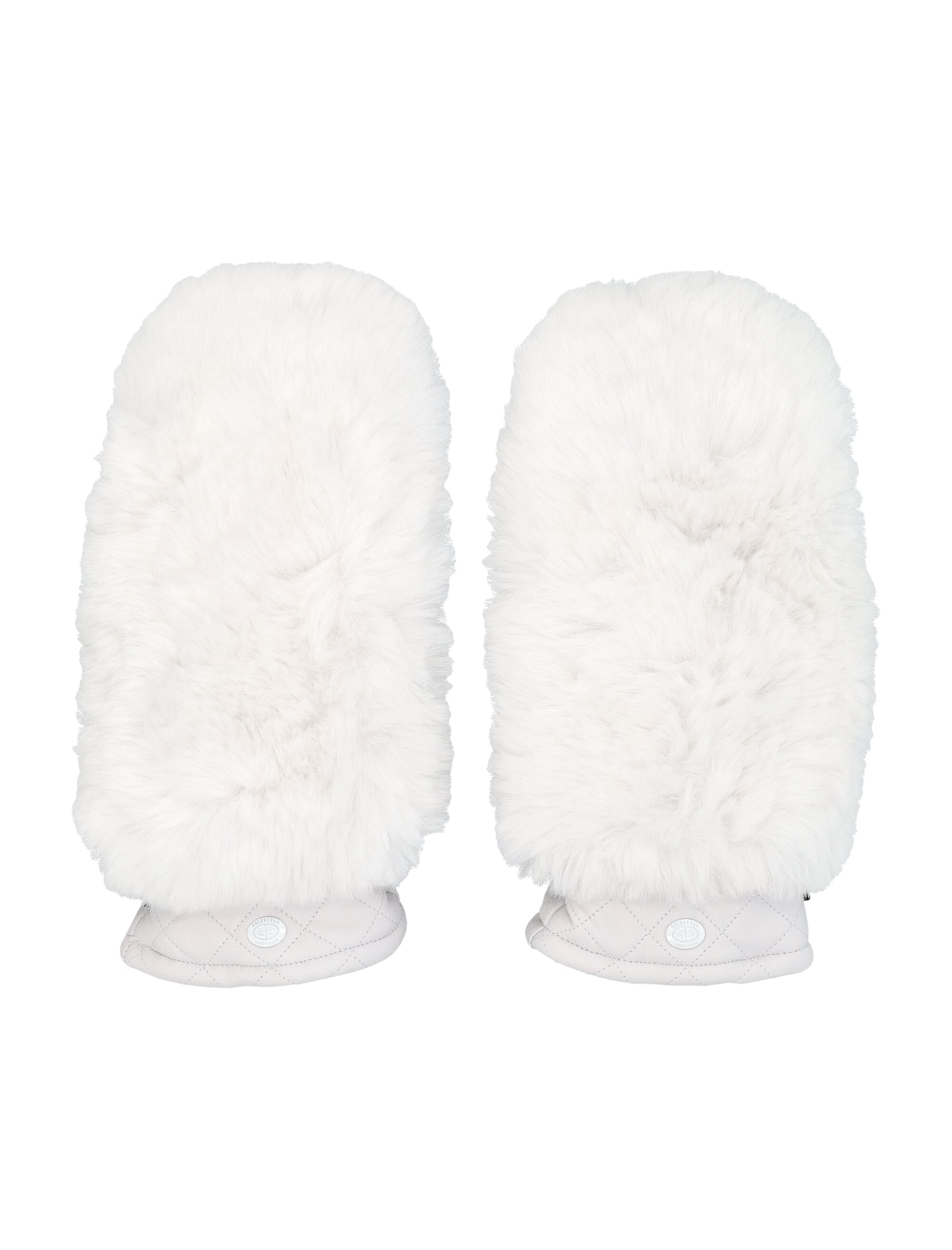 Goldbergh Hill Leather Mittens With Faux Fur Top In White