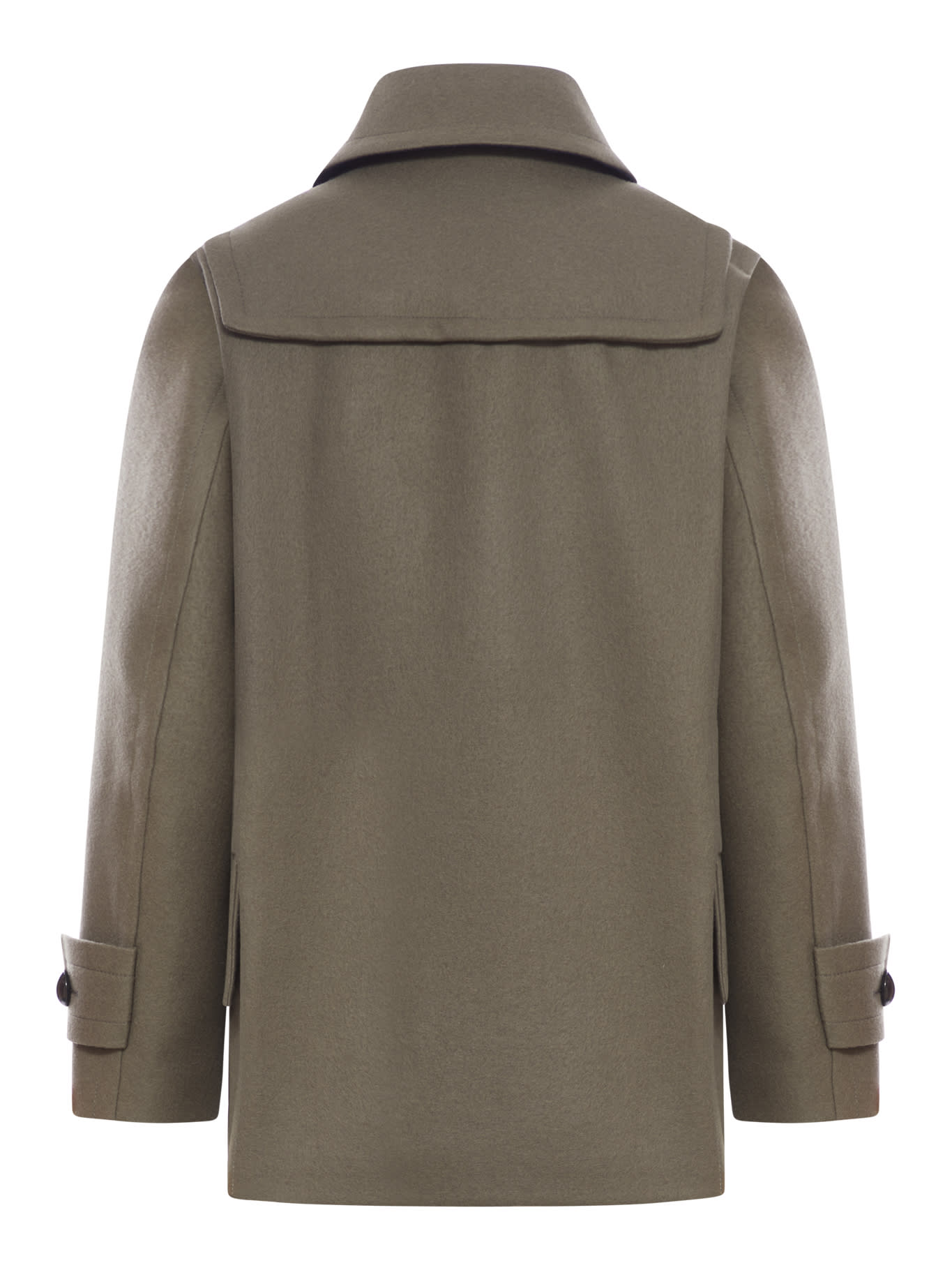 Shop Sacai Wool Melton Jacket In Khaki