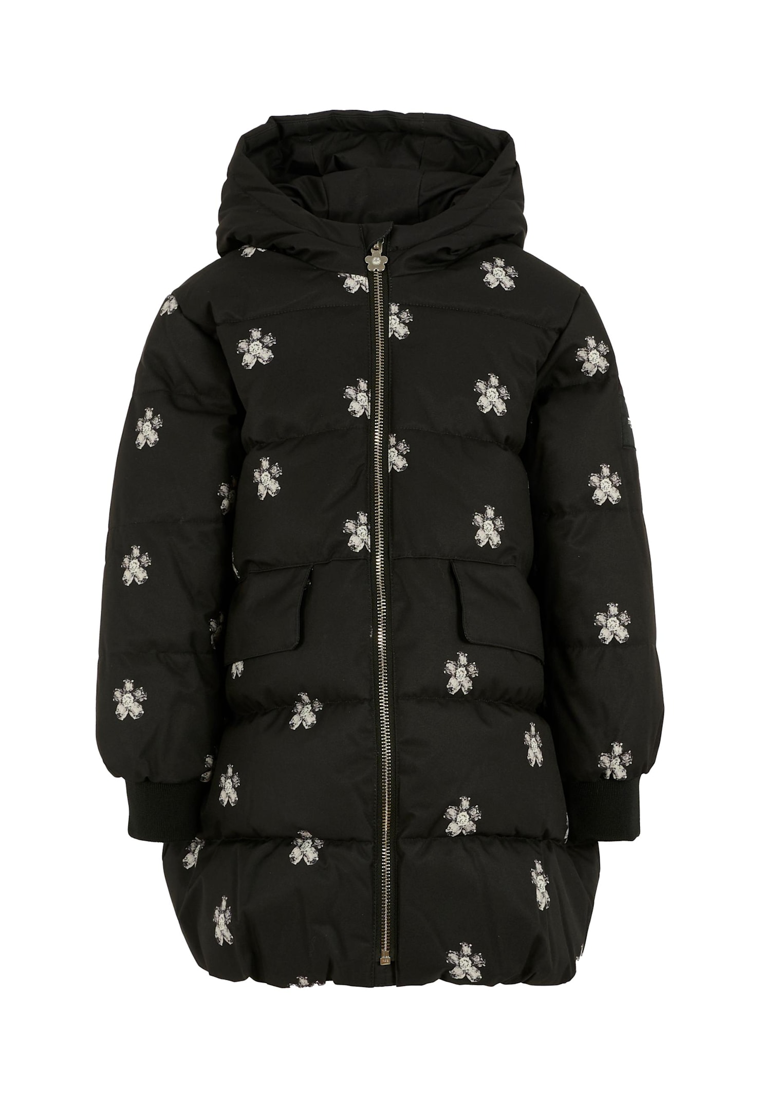 Marc Jacobs Kids' Black Down Jacket For Girl With Daisy