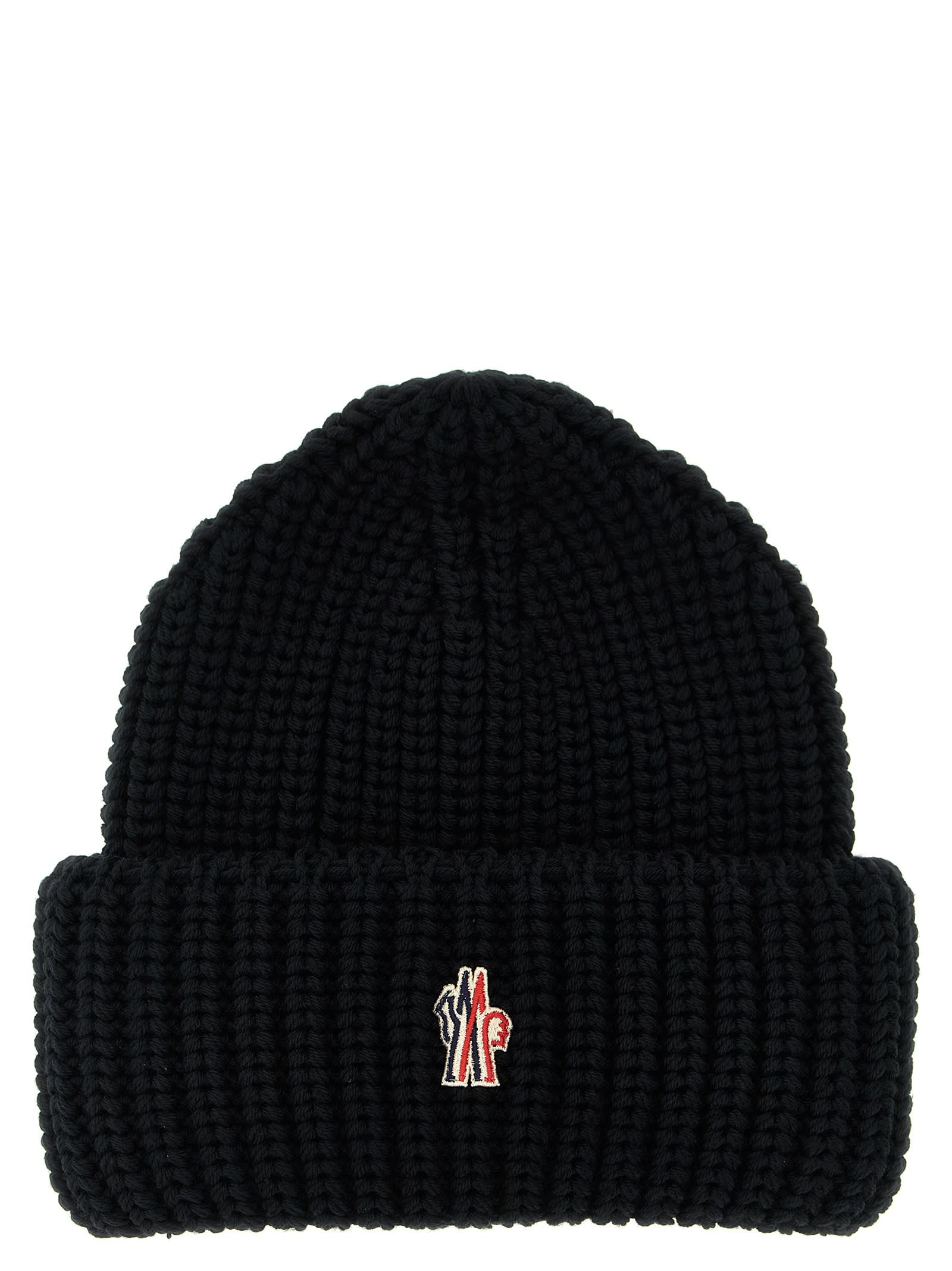 Moncler Grenoble Logo Patch Beanie In Black
