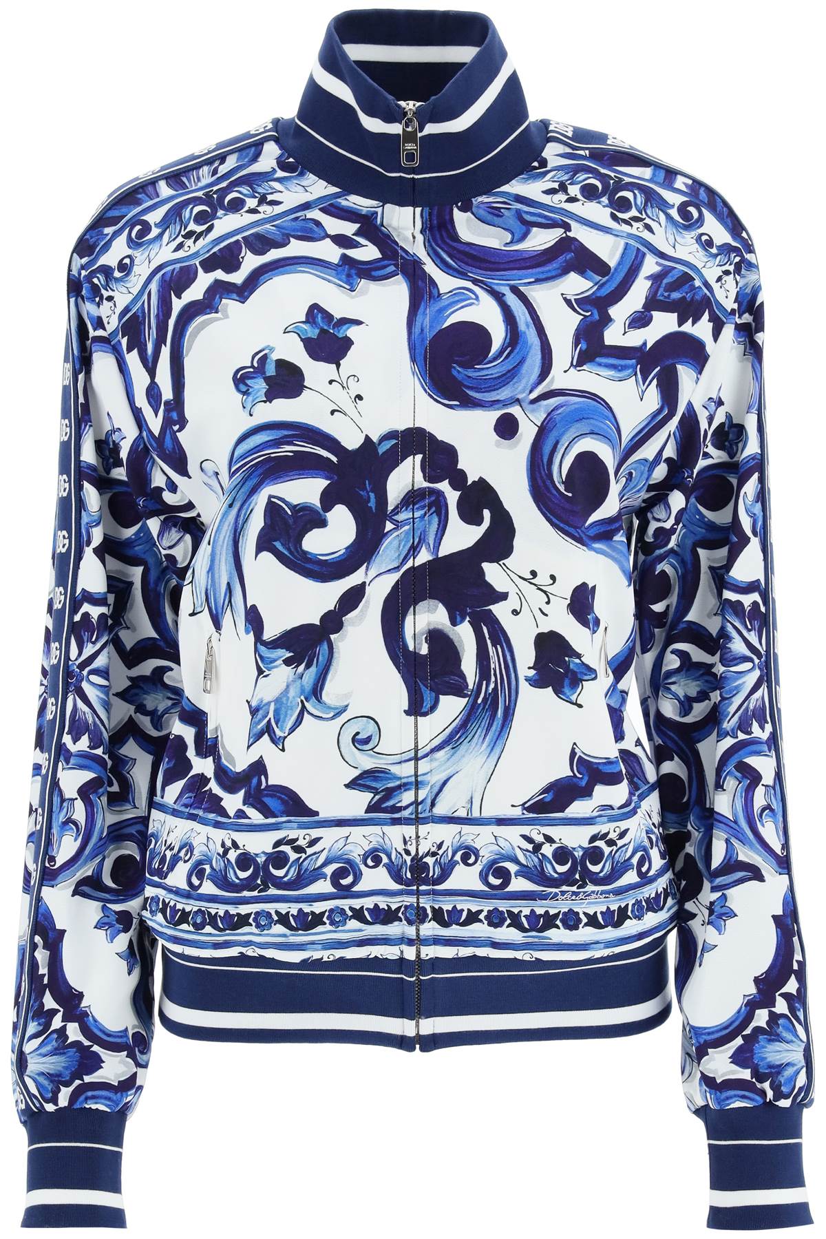 Dolce & Gabbana Majolica Print Cady Track Jacket In Multicolor ModeSens