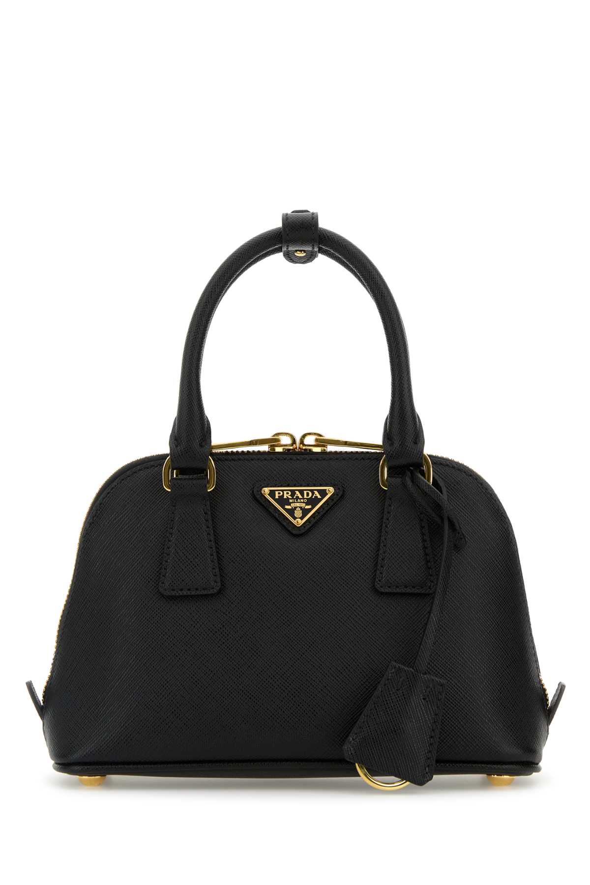 Prada Mini Promenade Leather Top Handle Bag In Black