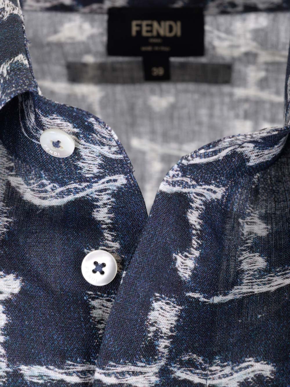 Shop Fendi Blue Linen Shirt