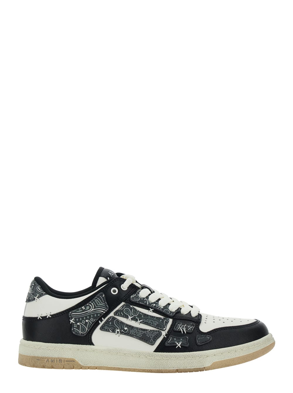 Amiri Skel Top Black Low Top Sneakers With Logo Patch On The Tongue And Logo Lettering On The Heel In Leat In Black