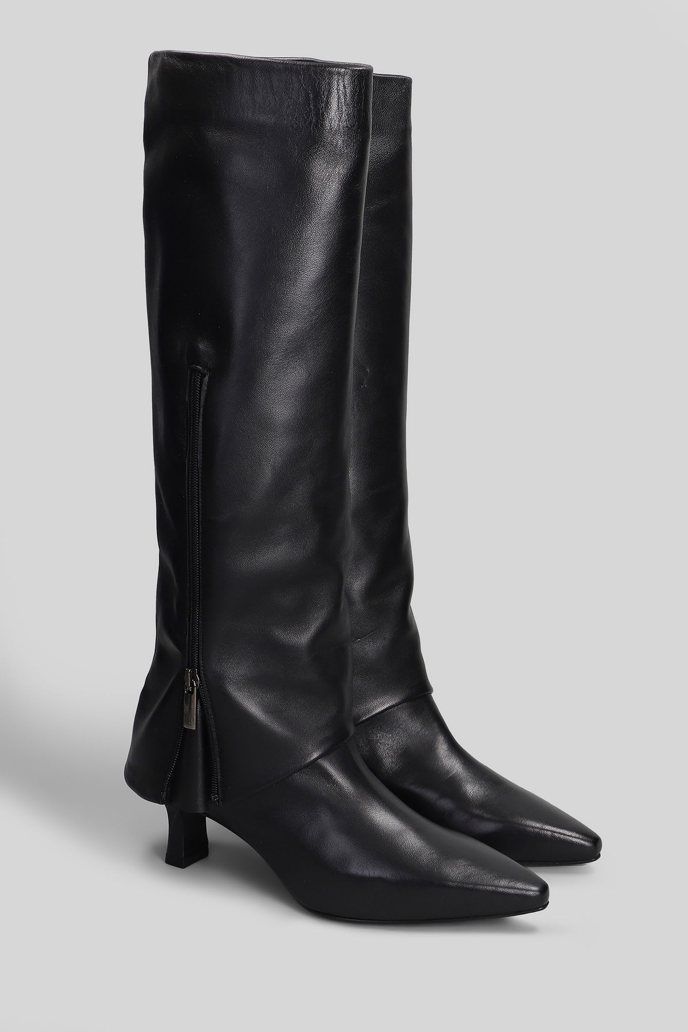The Seller High Heels Boots In Black Leather In Black