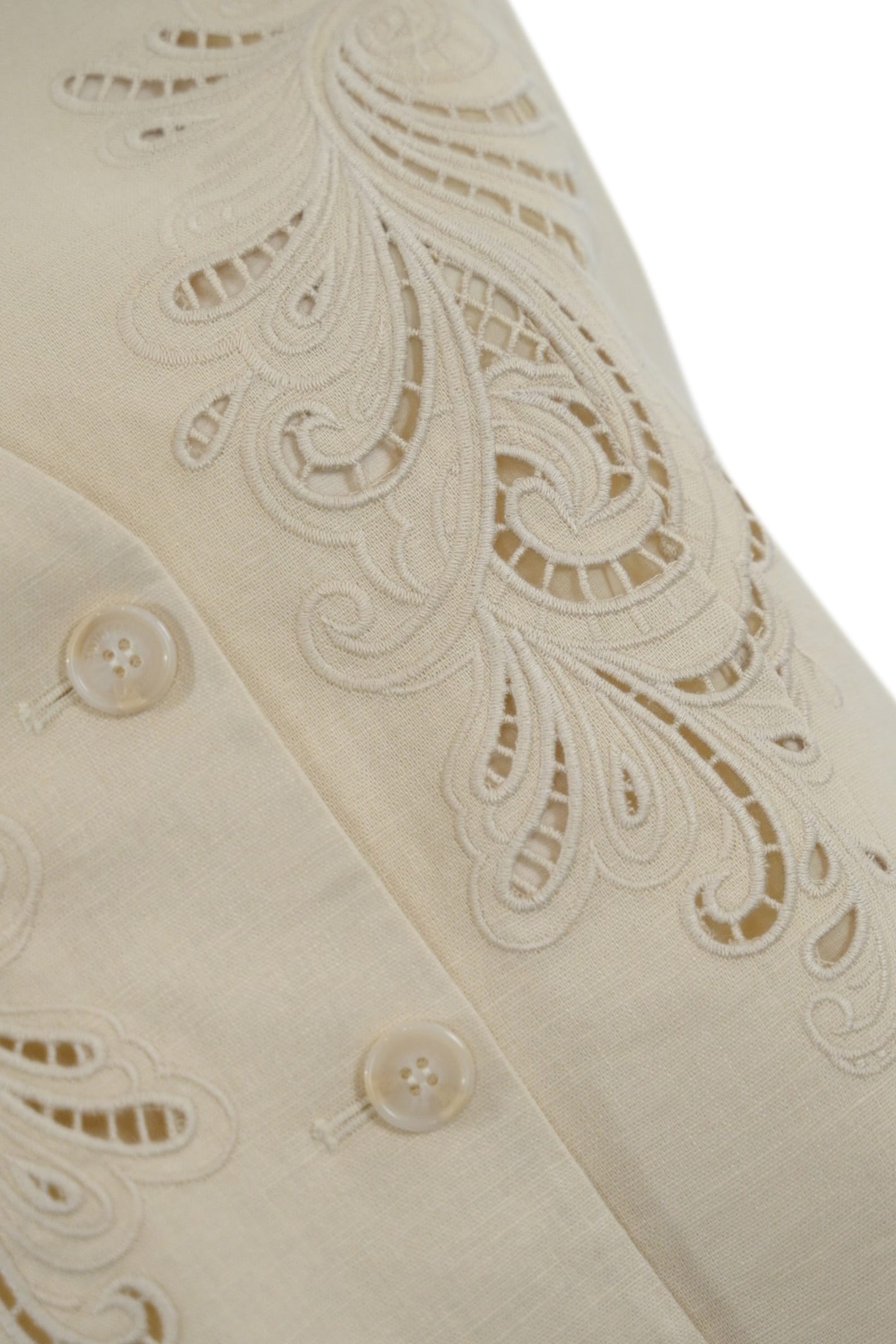 Twinset Waistcoat With Embroidery In Linen Blend In Pearl